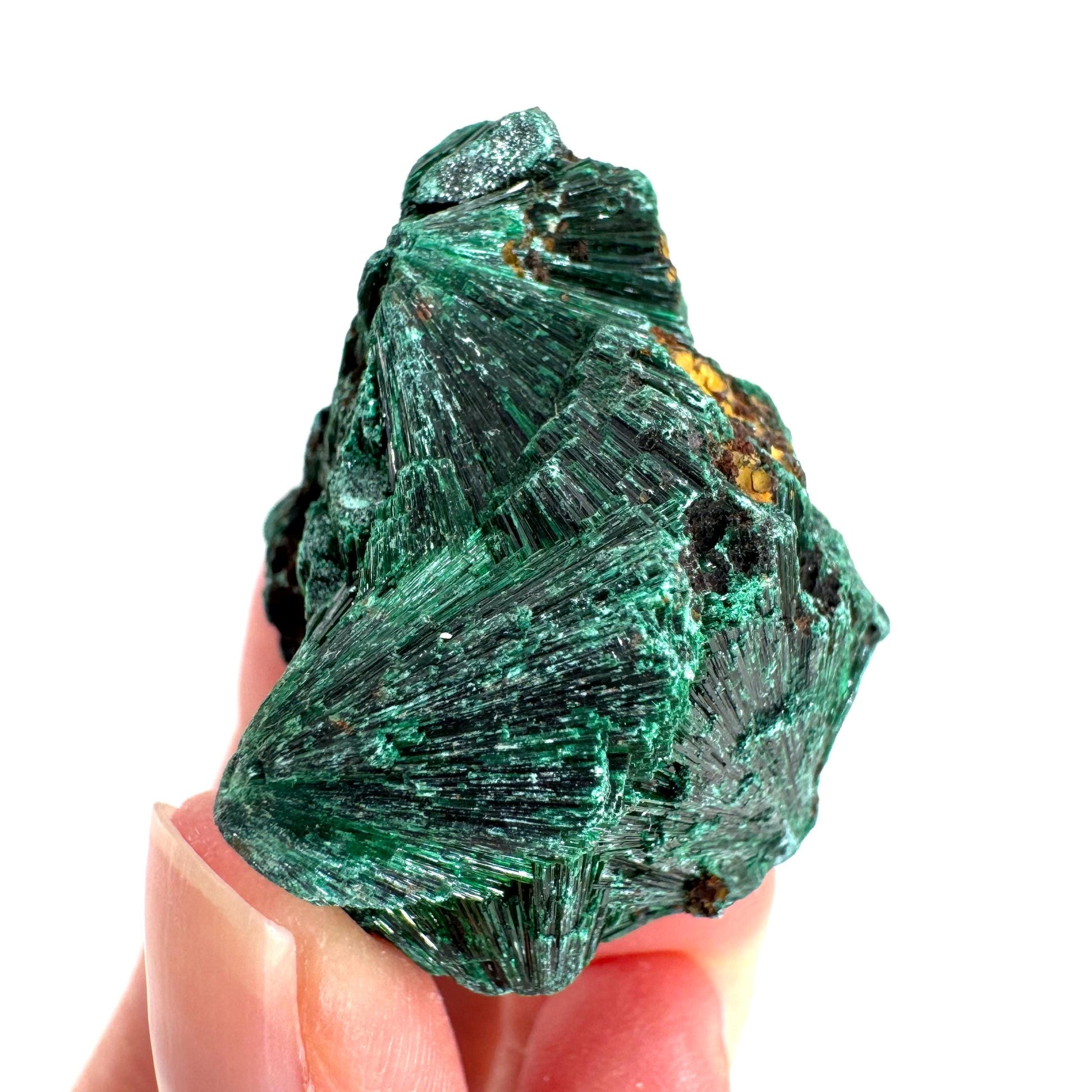 Fibrous Malachite | green velvet crystal, mineral specimen