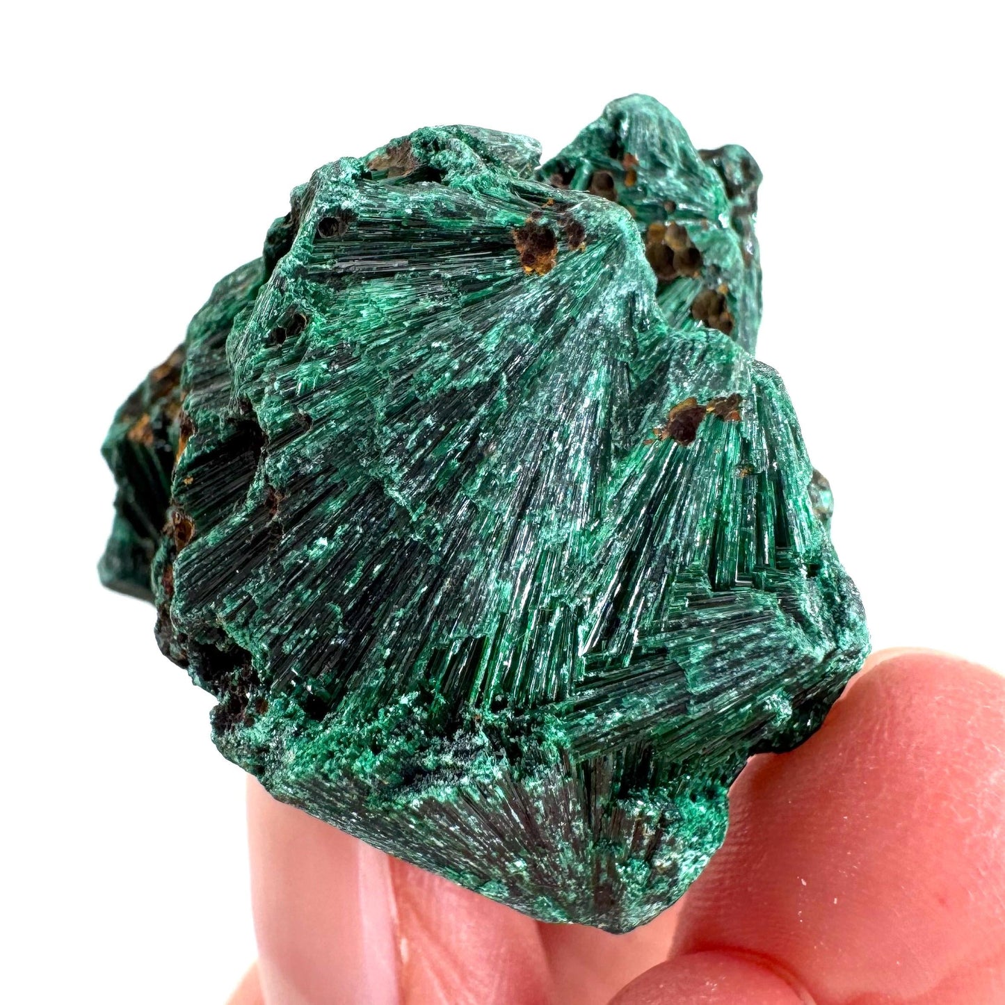 Fibrous Malachite | green velvet crystal, mineral specimen
