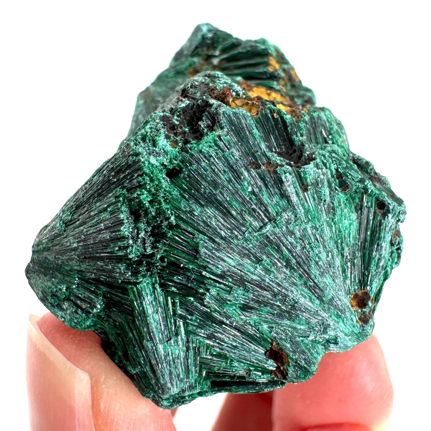Fibrous Malachite | green velvet crystal, mineral specimen