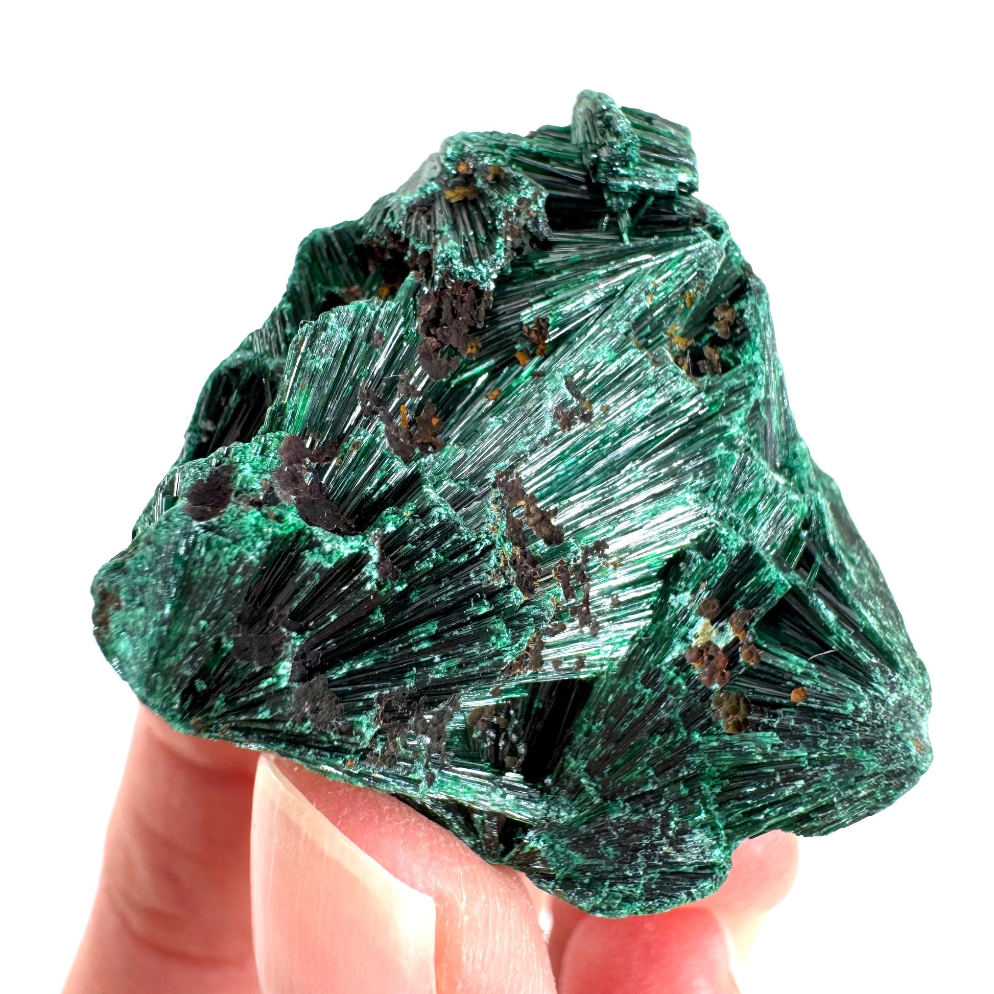 Fibrous Malachite | green velvet crystal, mineral specimen