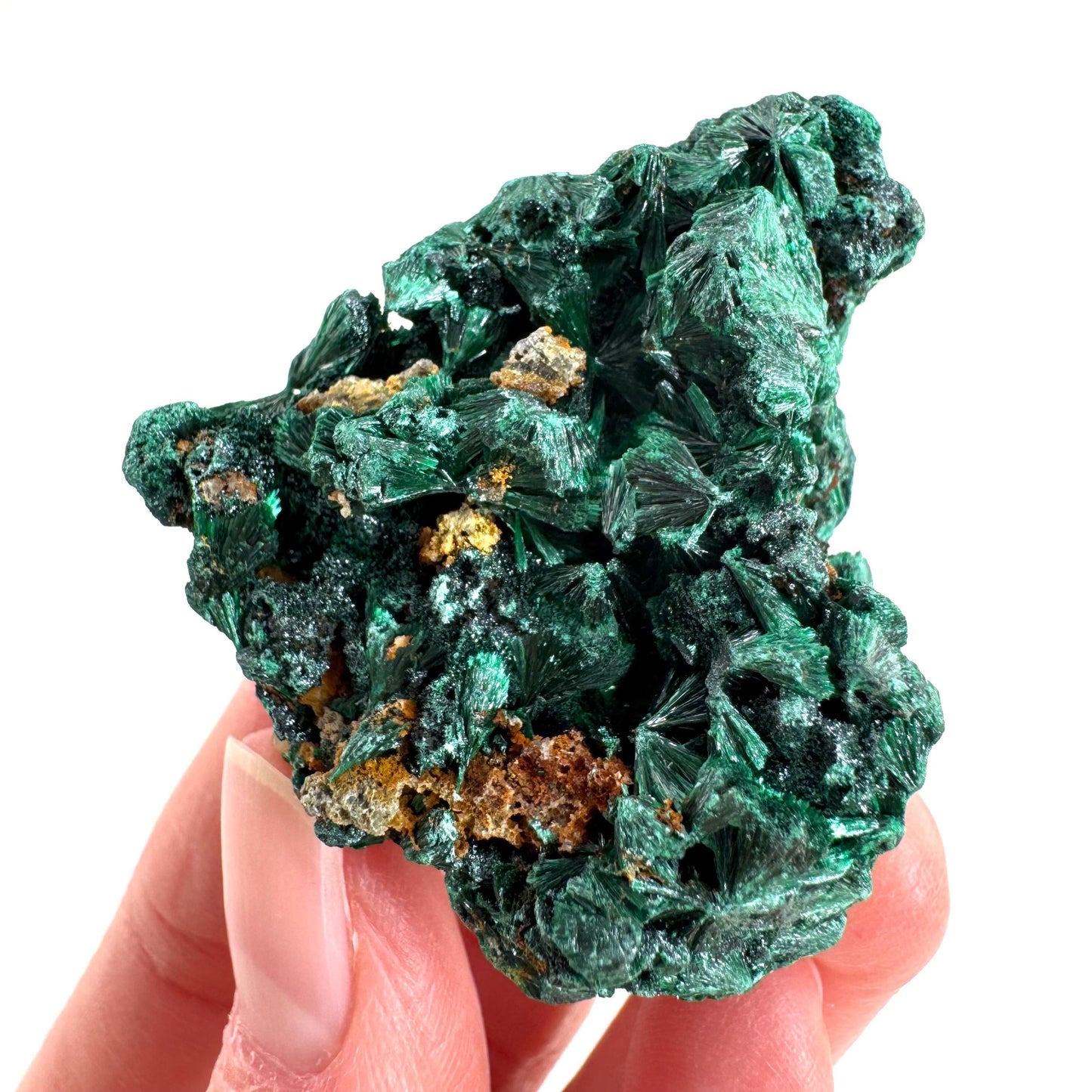 Fibrous Malachite | green velvet crystal, mineral specimen