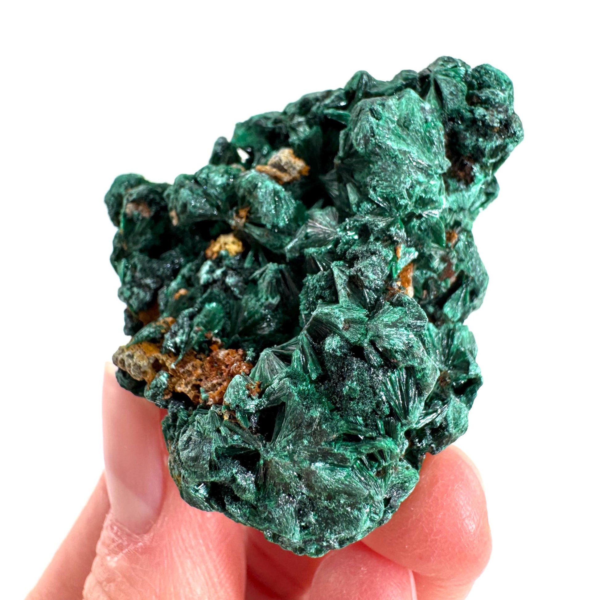 Fibrous Malachite | green velvet crystal, mineral specimen