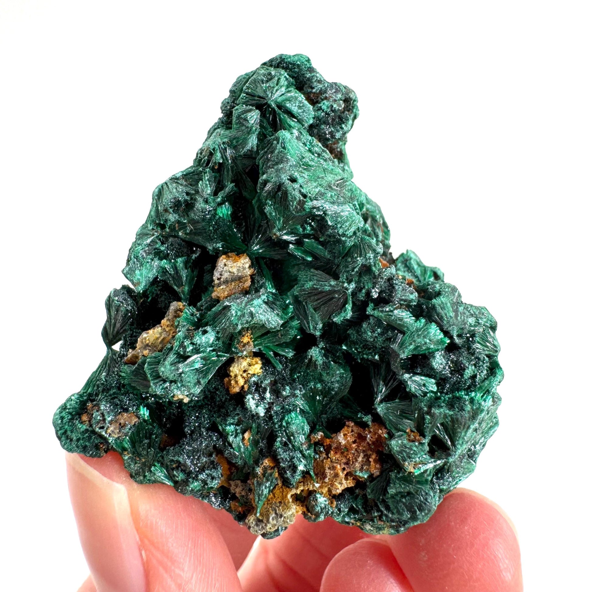 Fibrous Malachite | green velvet crystal, mineral specimen