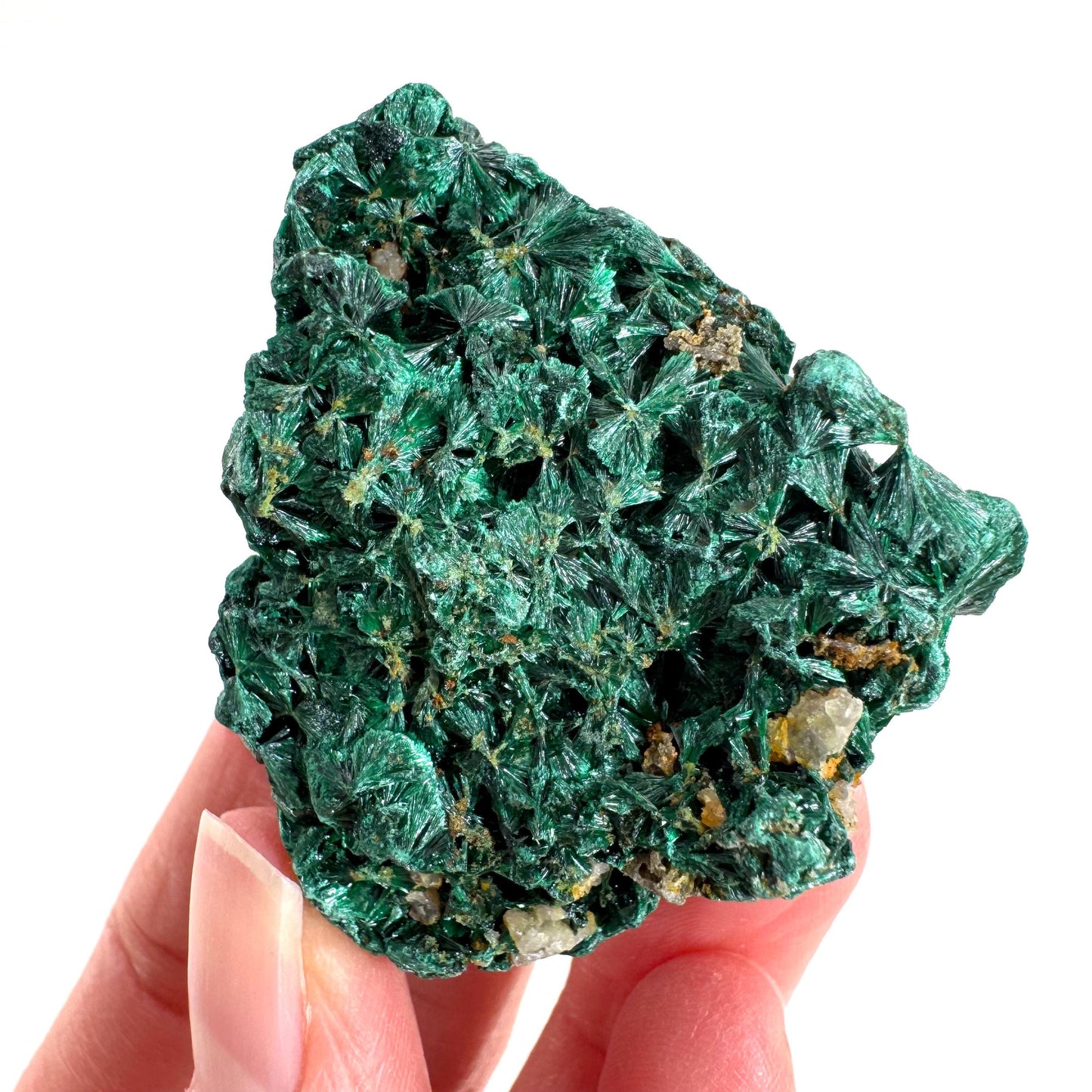 Fibrous Malachite | green velvet crystal, mineral specimen