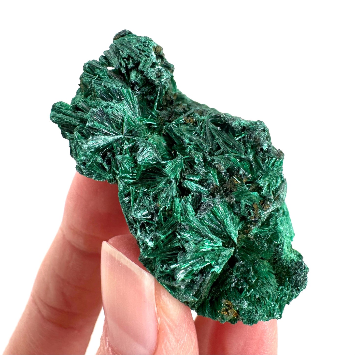 Fibrous Malachite | green velvet crystal, mineral specimen