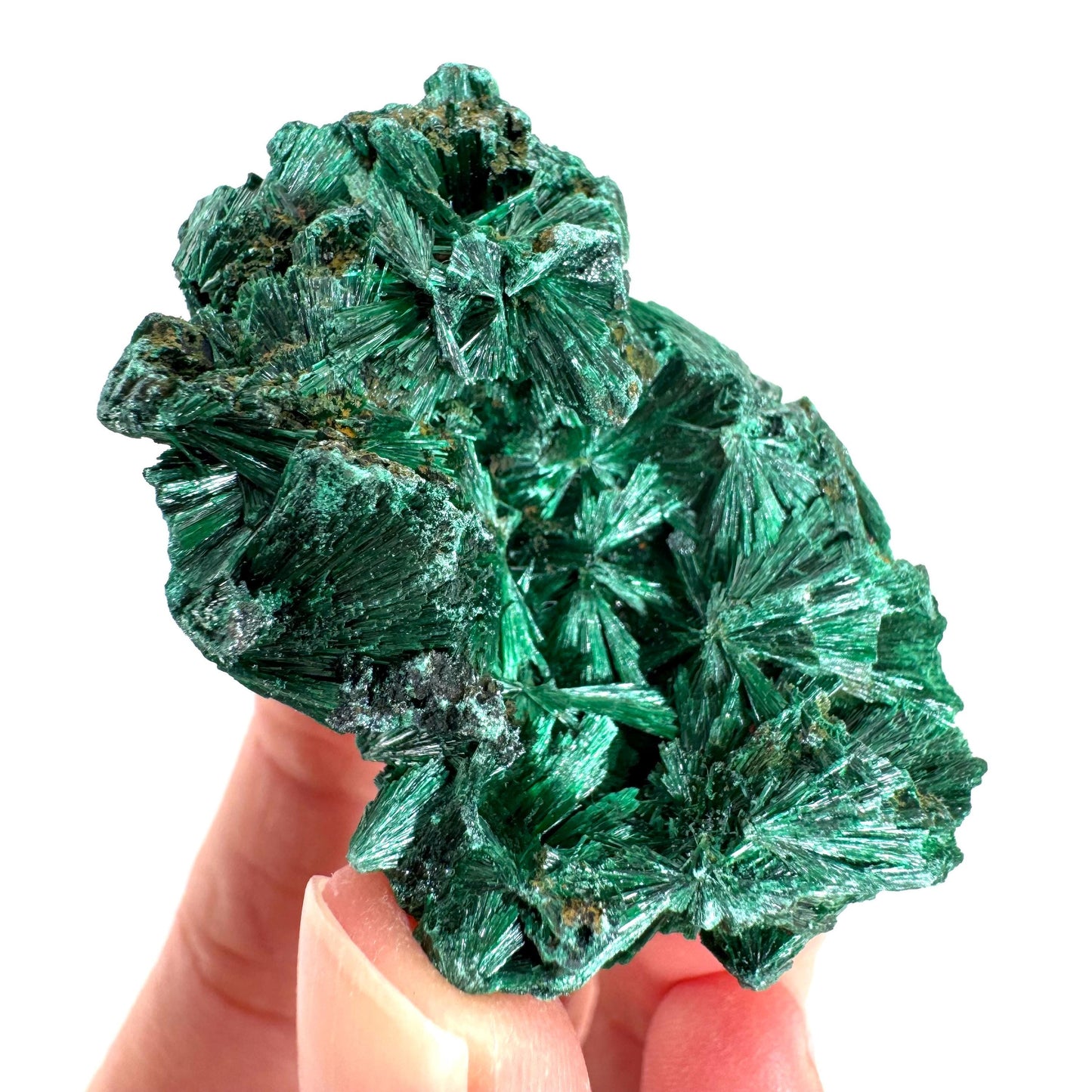 Fibrous Malachite | green velvet crystal, mineral specimen