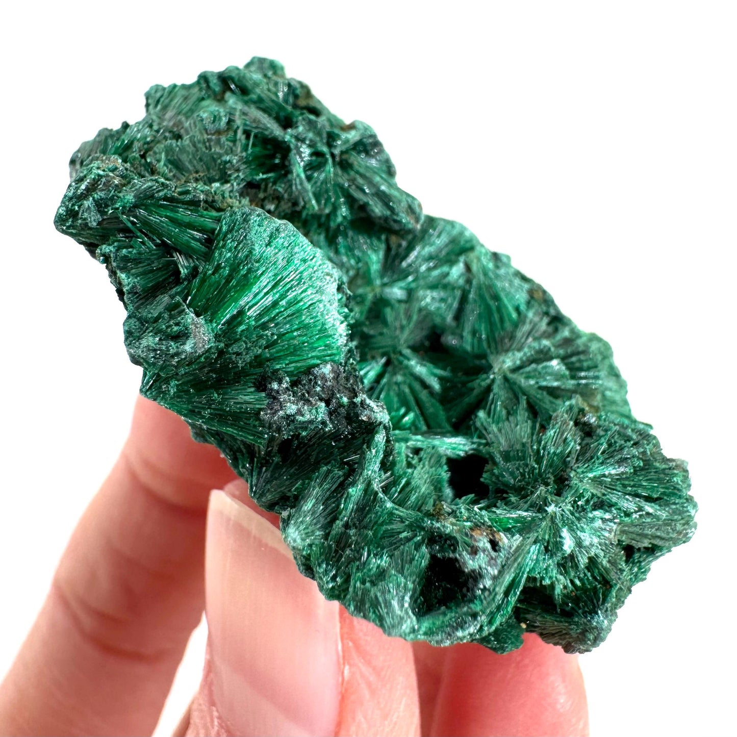 Fibrous Malachite | green velvet crystal, mineral specimen