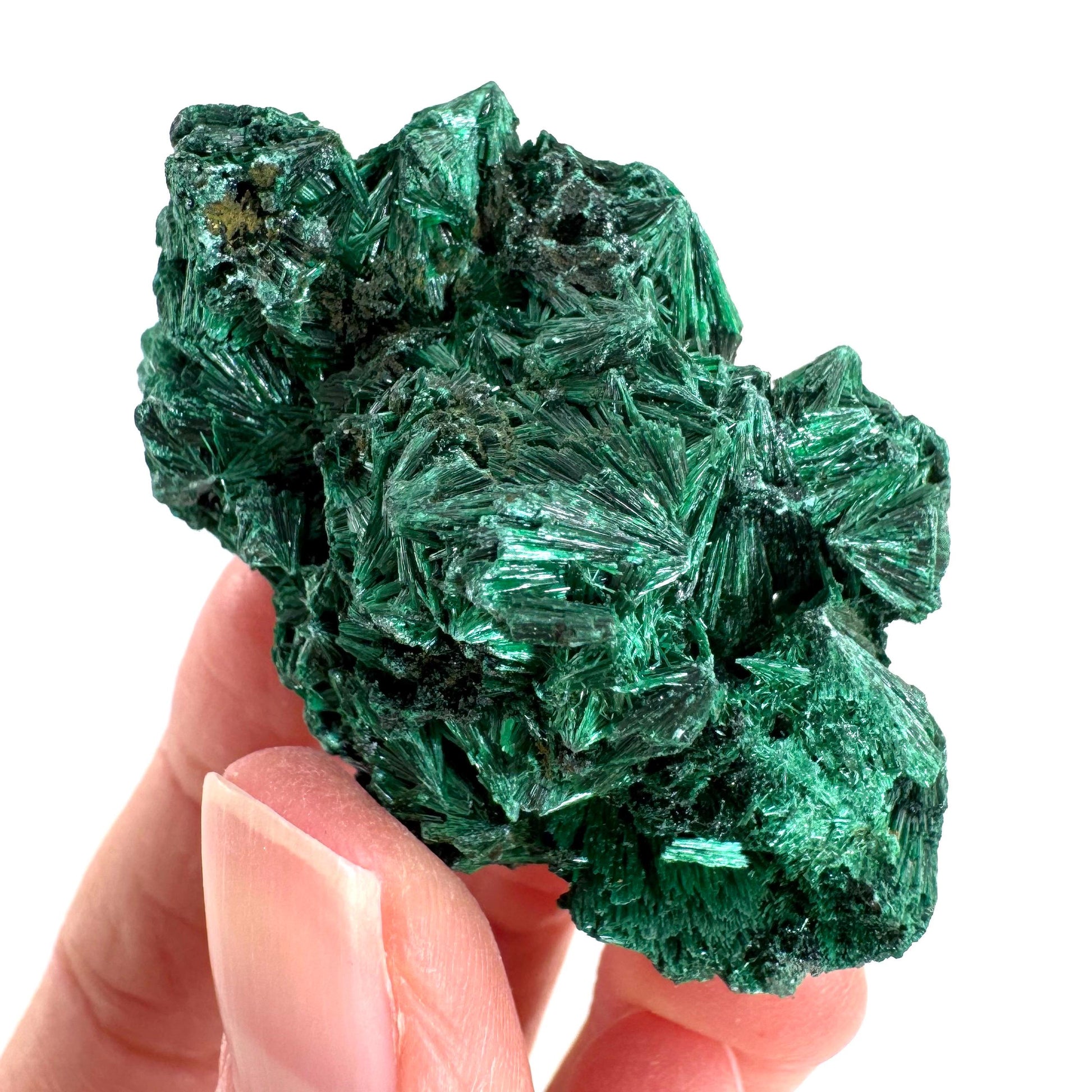 Fibrous Malachite | green velvet crystal, mineral specimen