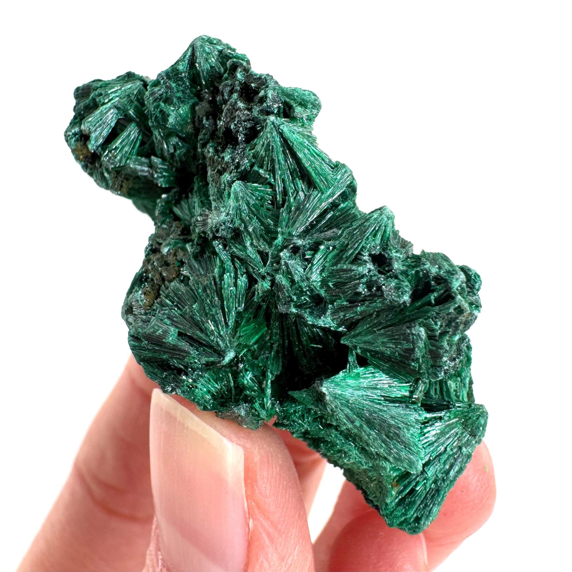 Fibrous Malachite | green velvet crystal, mineral specimen