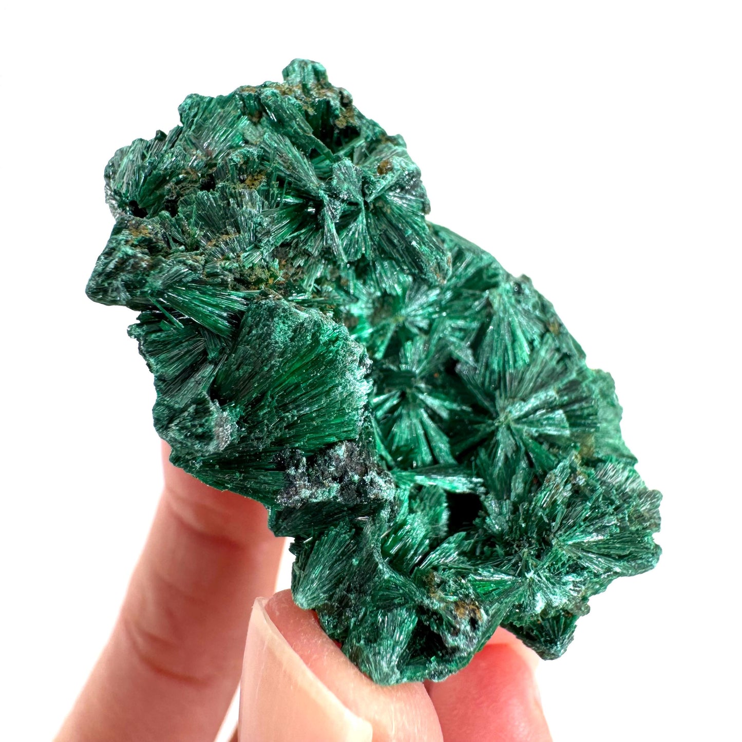 Fibrous Malachite | green velvet crystal, mineral specimen