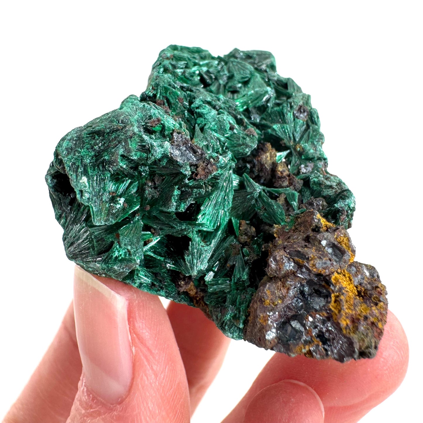 Fibrous Malachite | green velvet crystal, mineral specimen