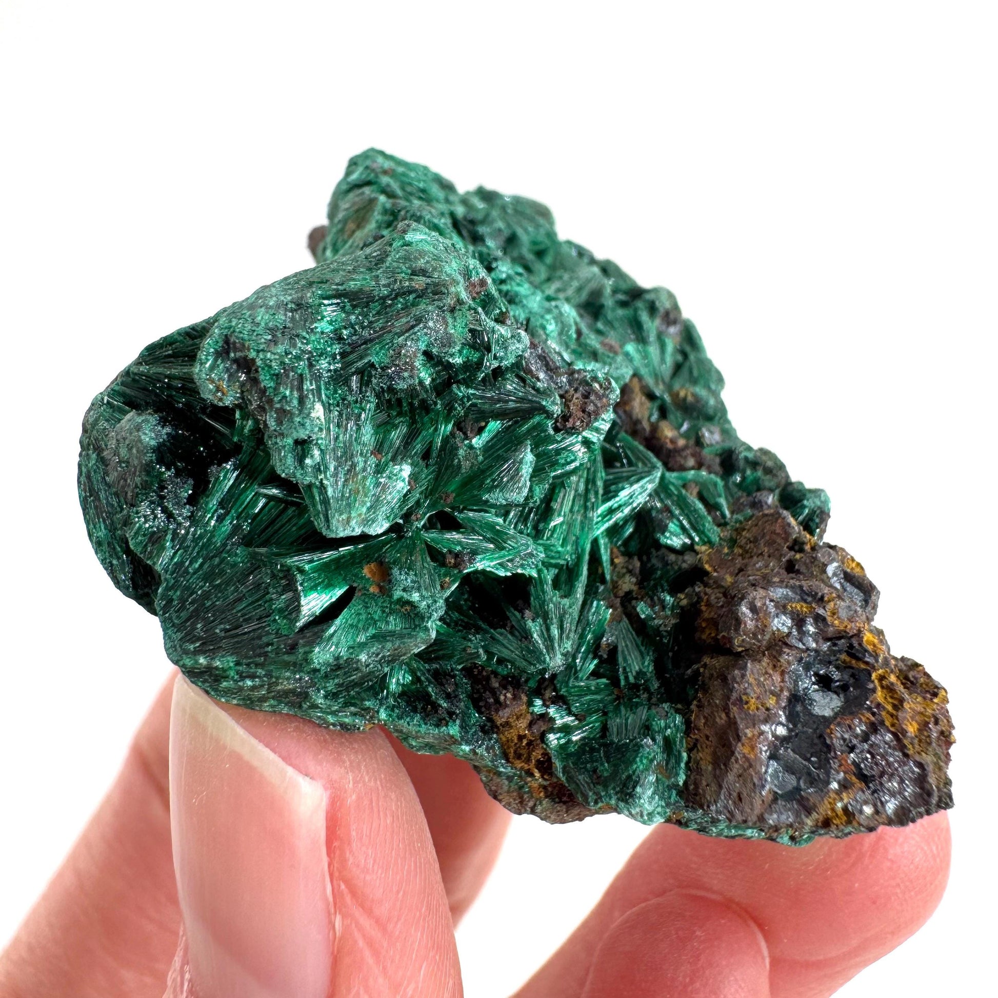 Fibrous Malachite | green velvet crystal, mineral specimen