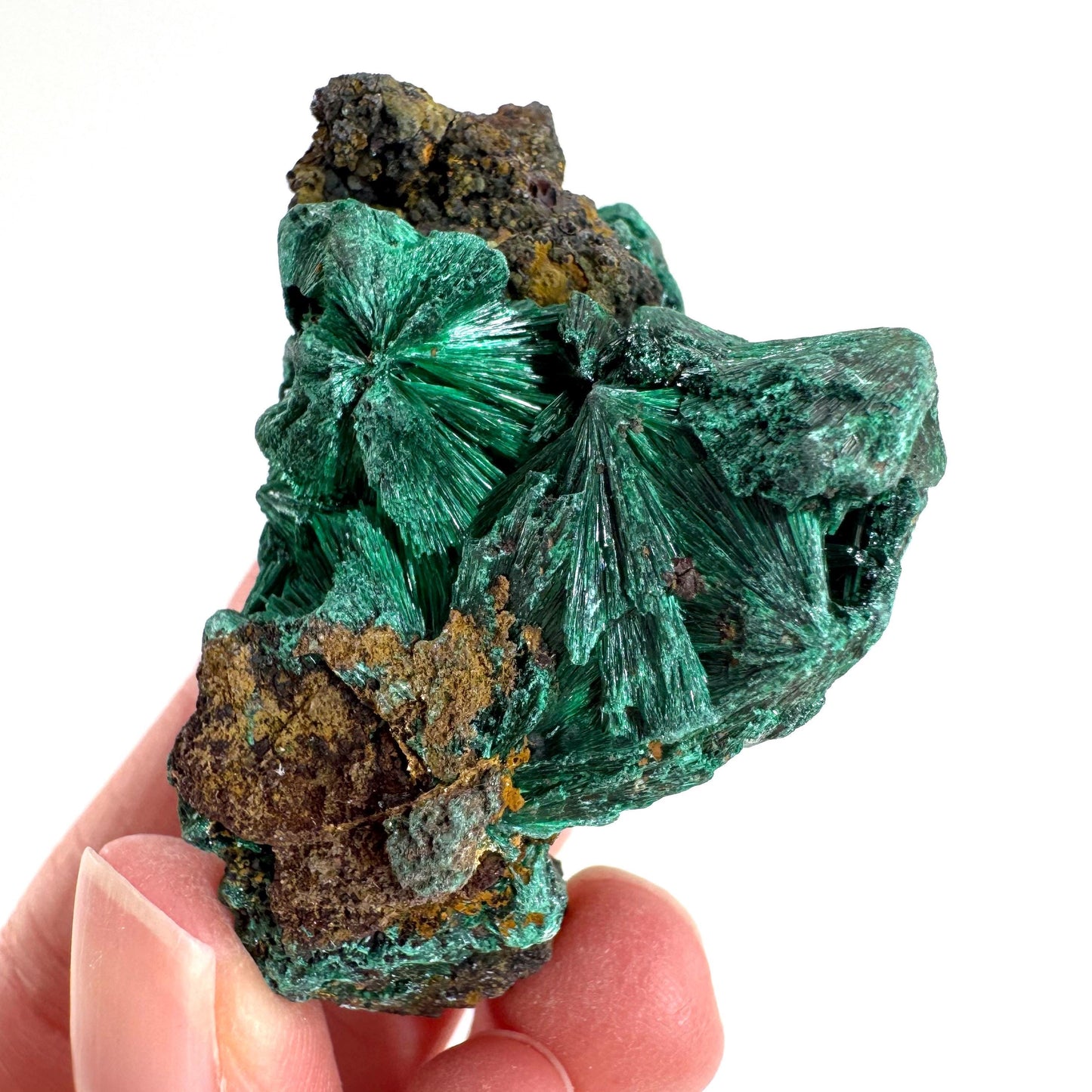 Fibrous Malachite | green velvet crystal, mineral specimen