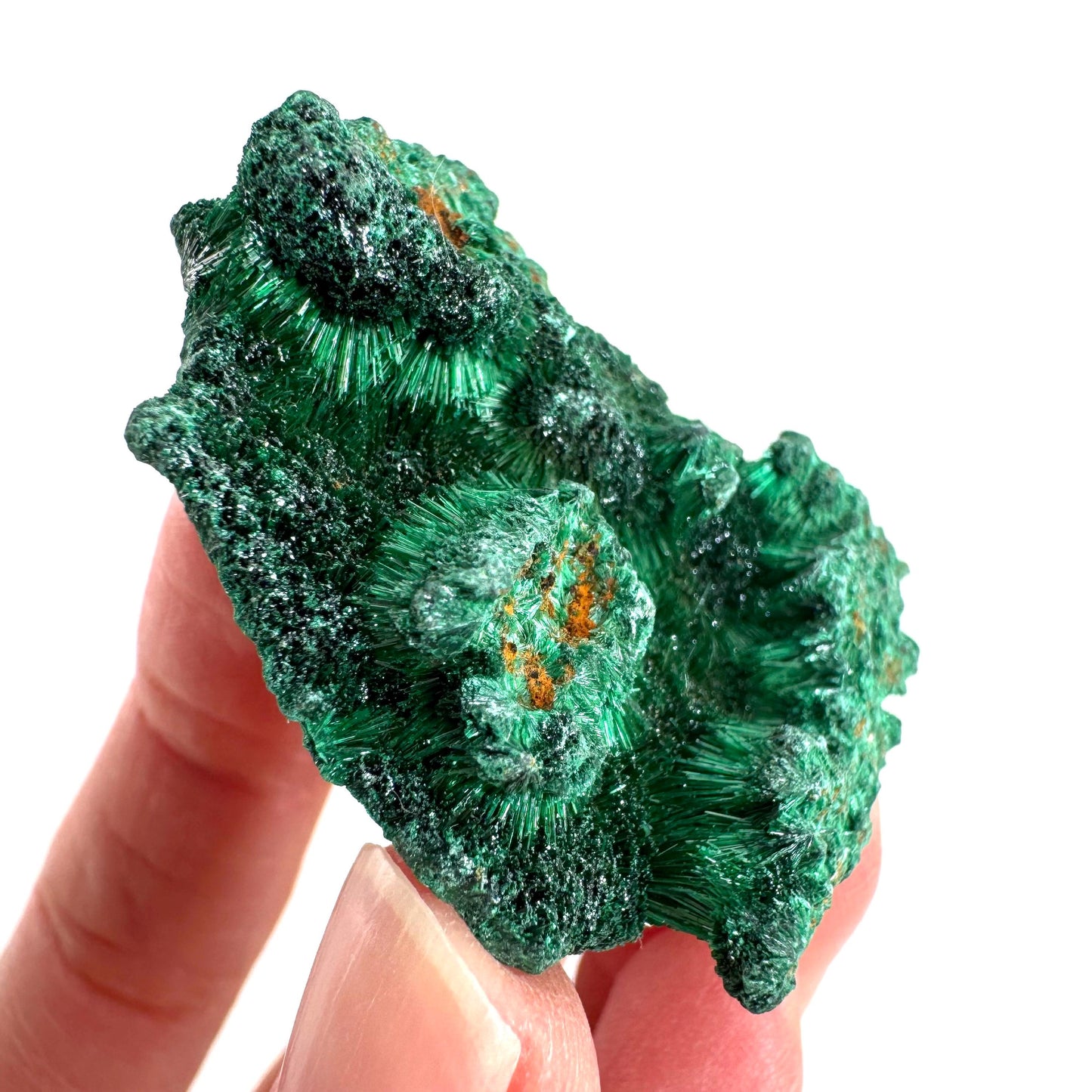 Fibrous Malachite | green velvet crystal, mineral specimen