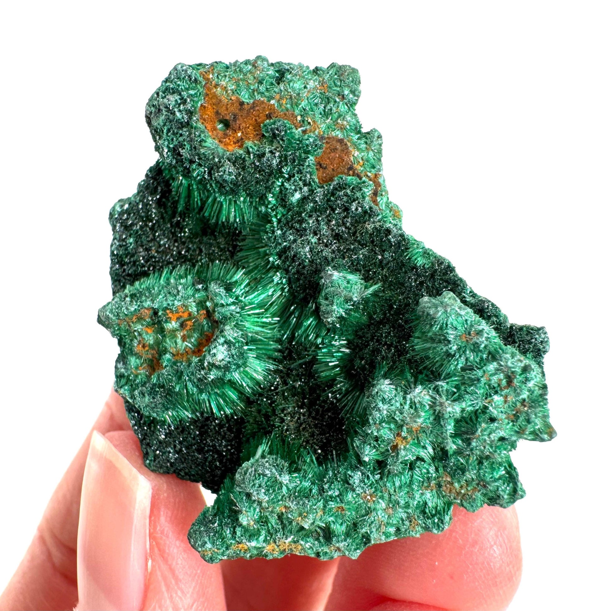 Fibrous Malachite | green velvet crystal, mineral specimen