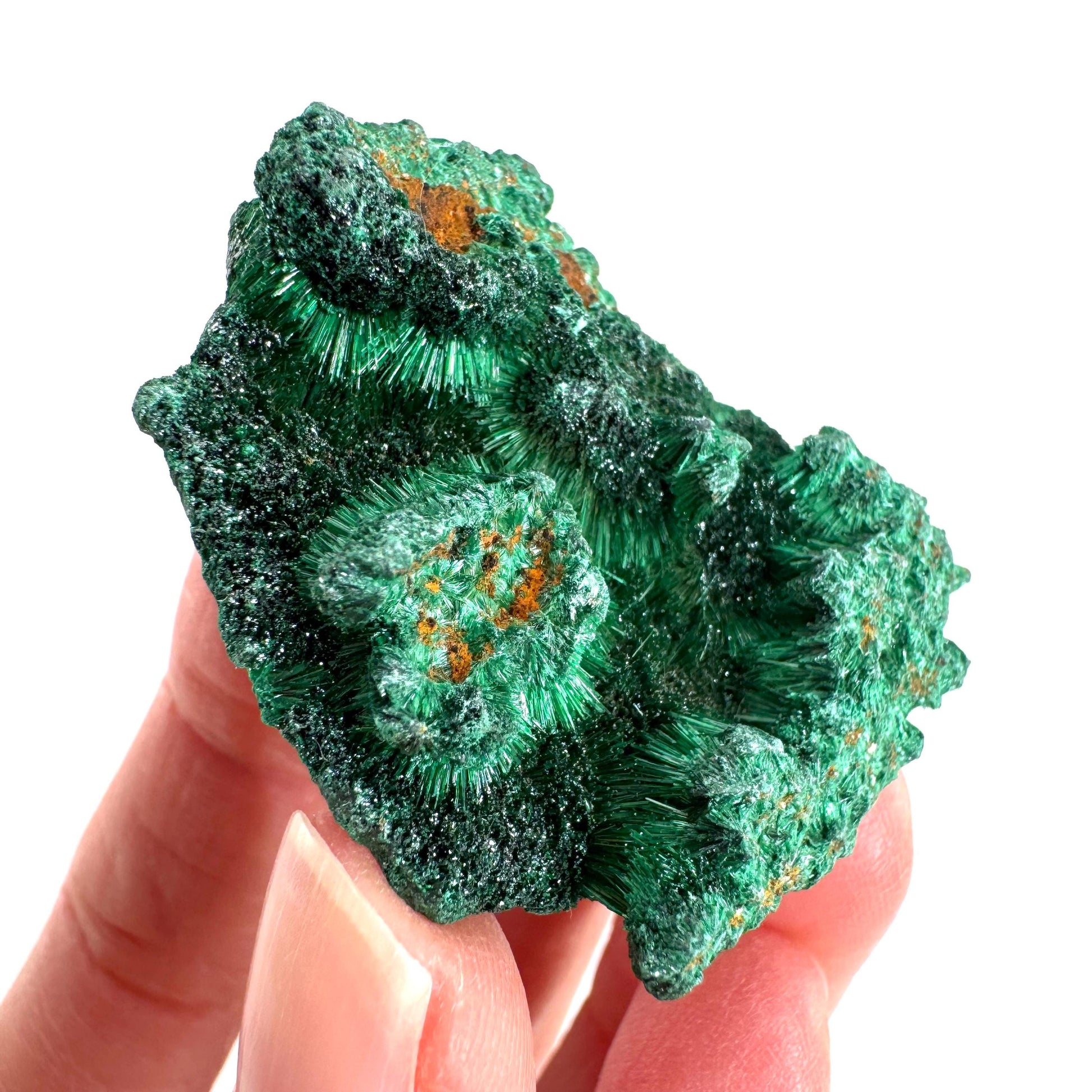 Fibrous Malachite | green velvet crystal, mineral specimen