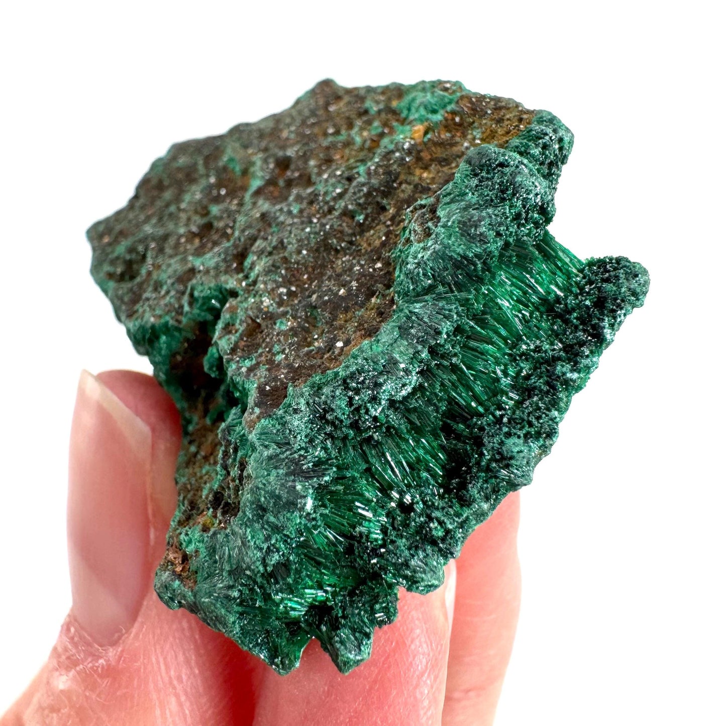 Fibrous Malachite | green velvet crystal, mineral specimen
