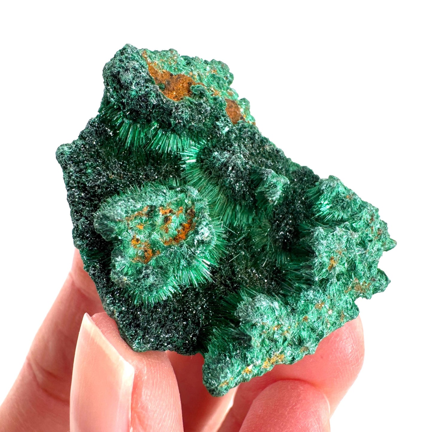 Fibrous Malachite | green velvet crystal, mineral specimen