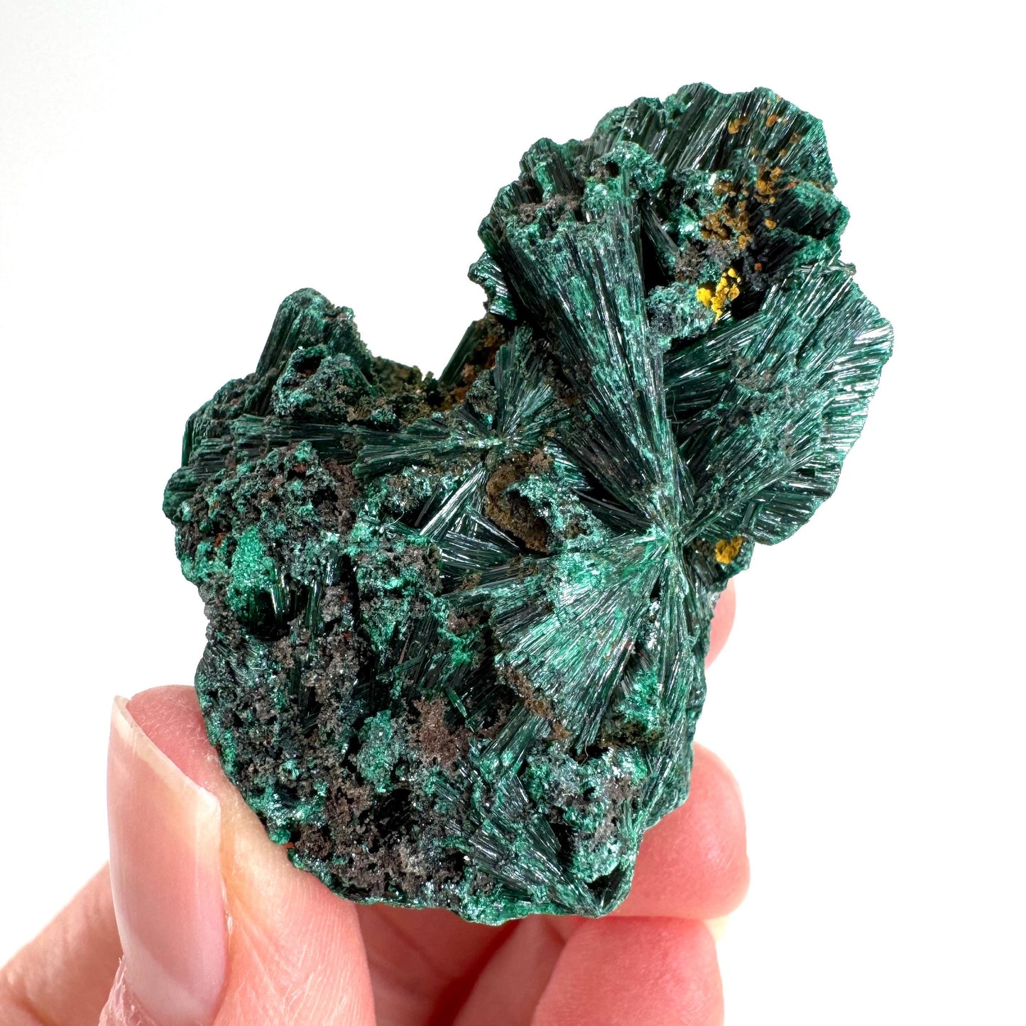Fibrous Malachite | green velvet crystal, mineral specimen