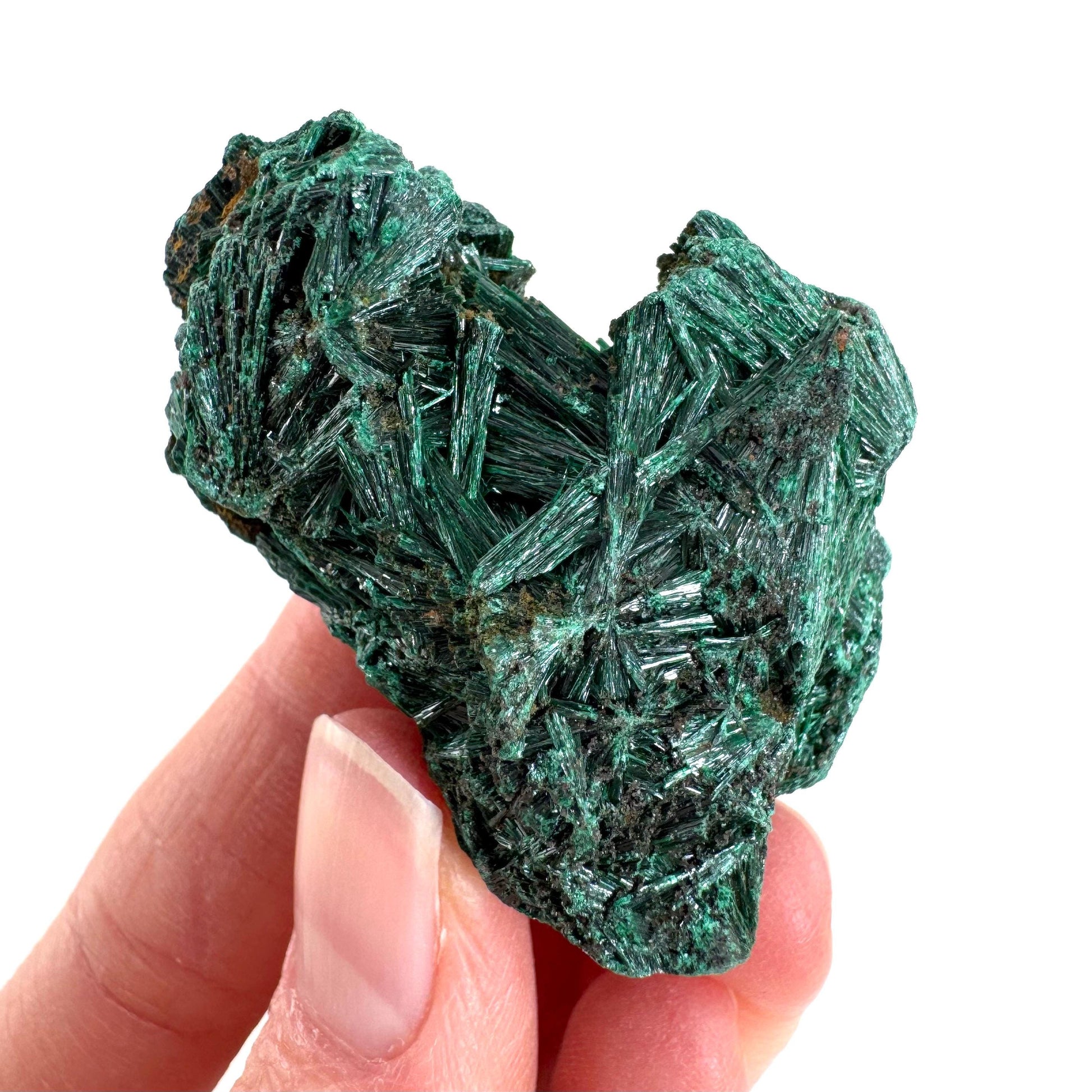 Fibrous Malachite | green velvet crystal, mineral specimen