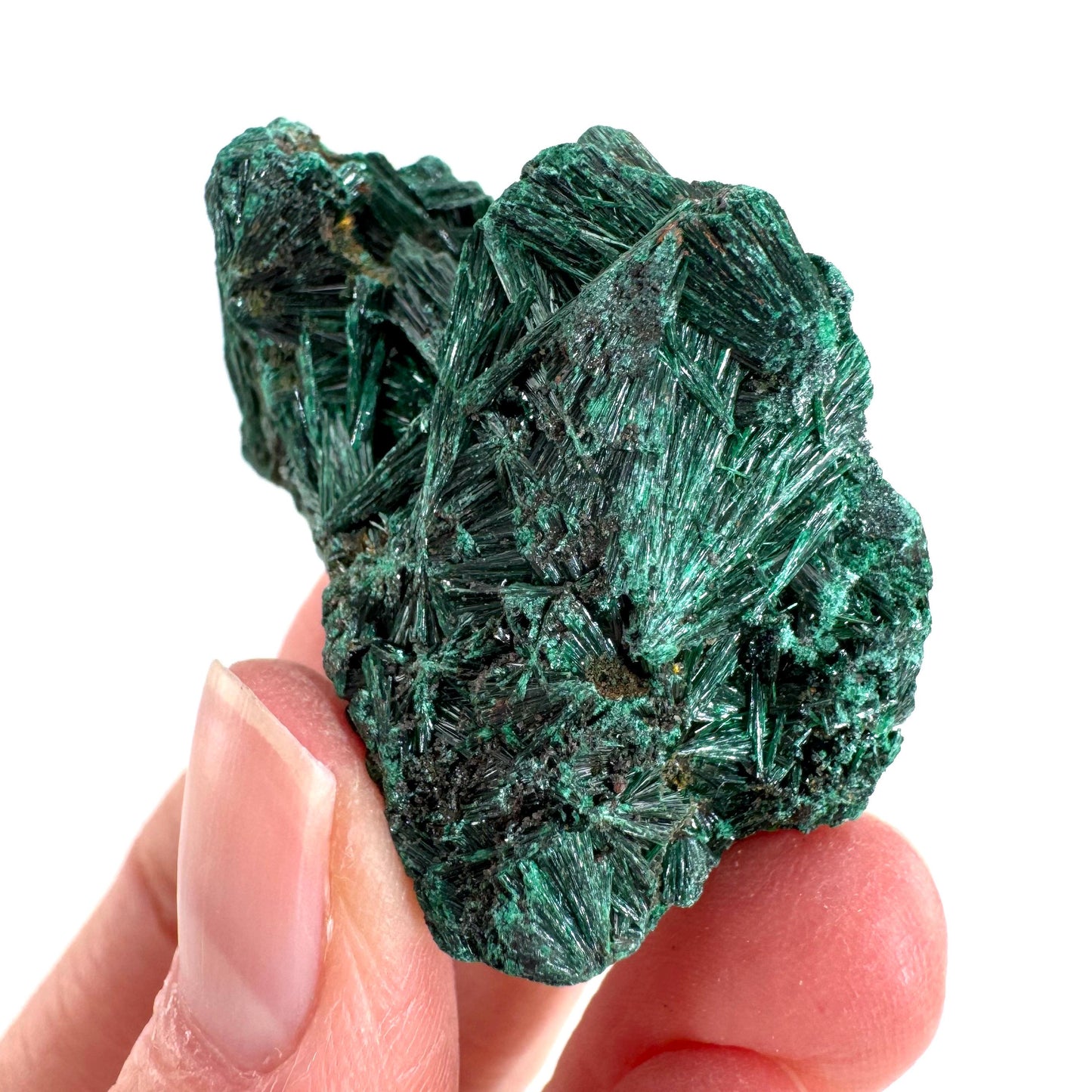 Fibrous Malachite | green velvet crystal, mineral specimen