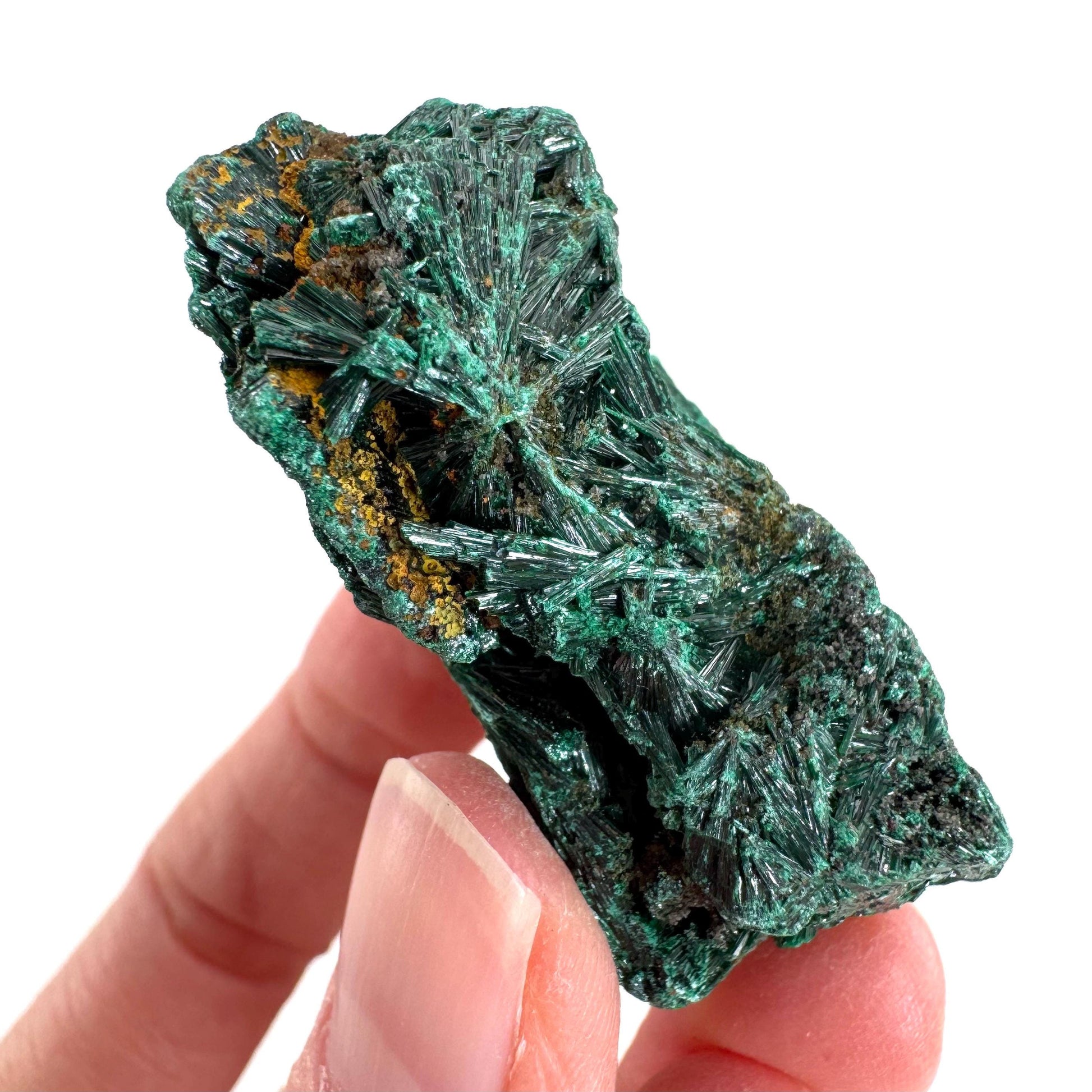 Fibrous Malachite | green velvet crystal, mineral specimen