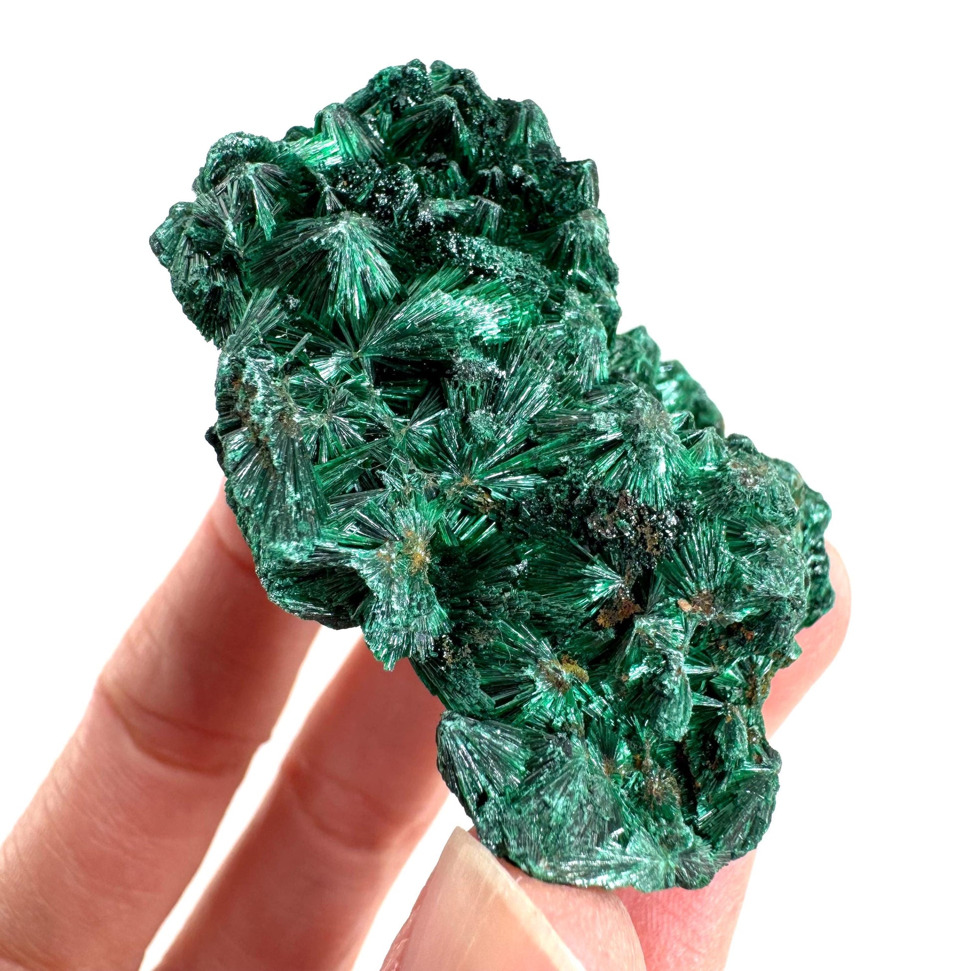 Fibrous Malachite | green velvet crystal, mineral specimen