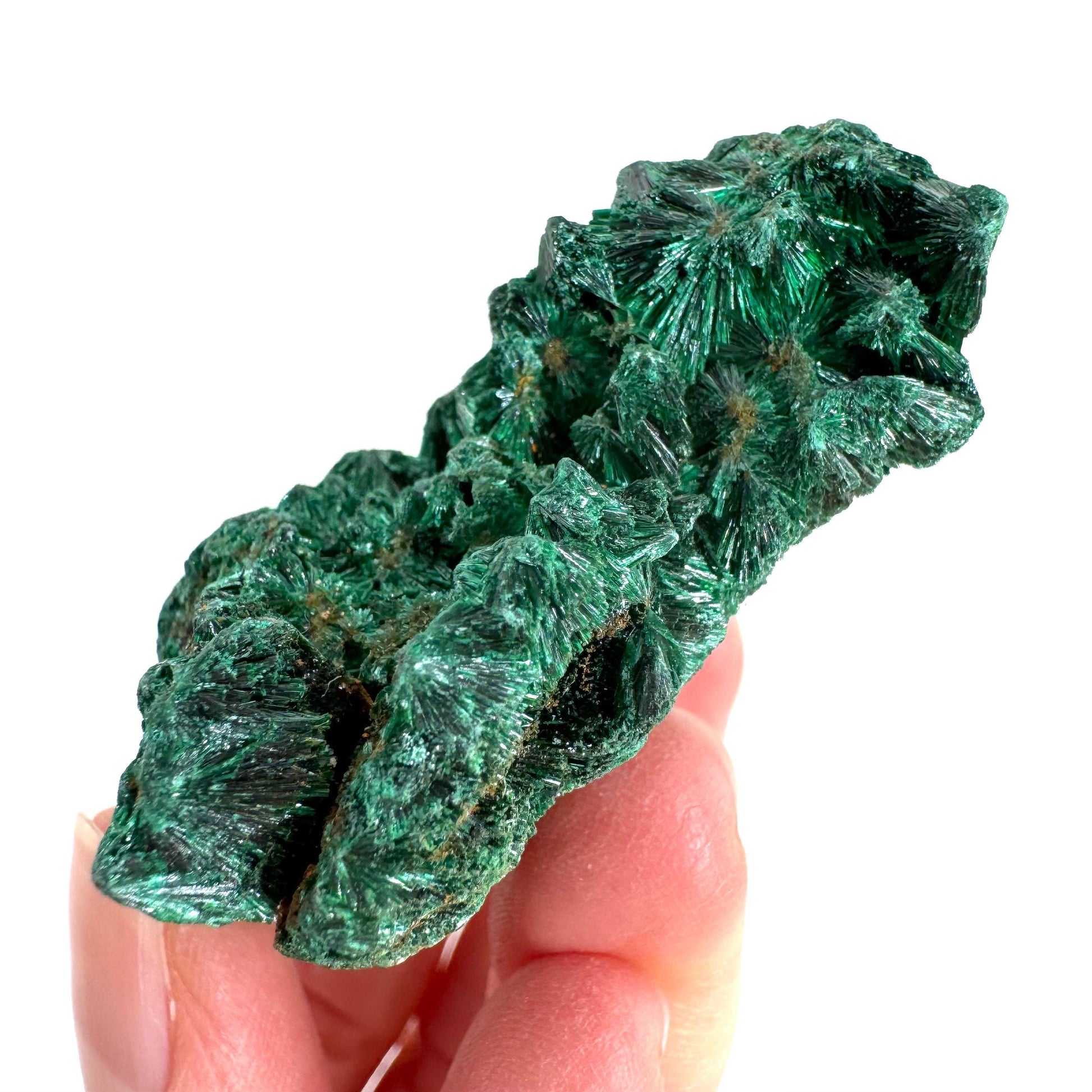 Fibrous Malachite | green velvet crystal, mineral specimen