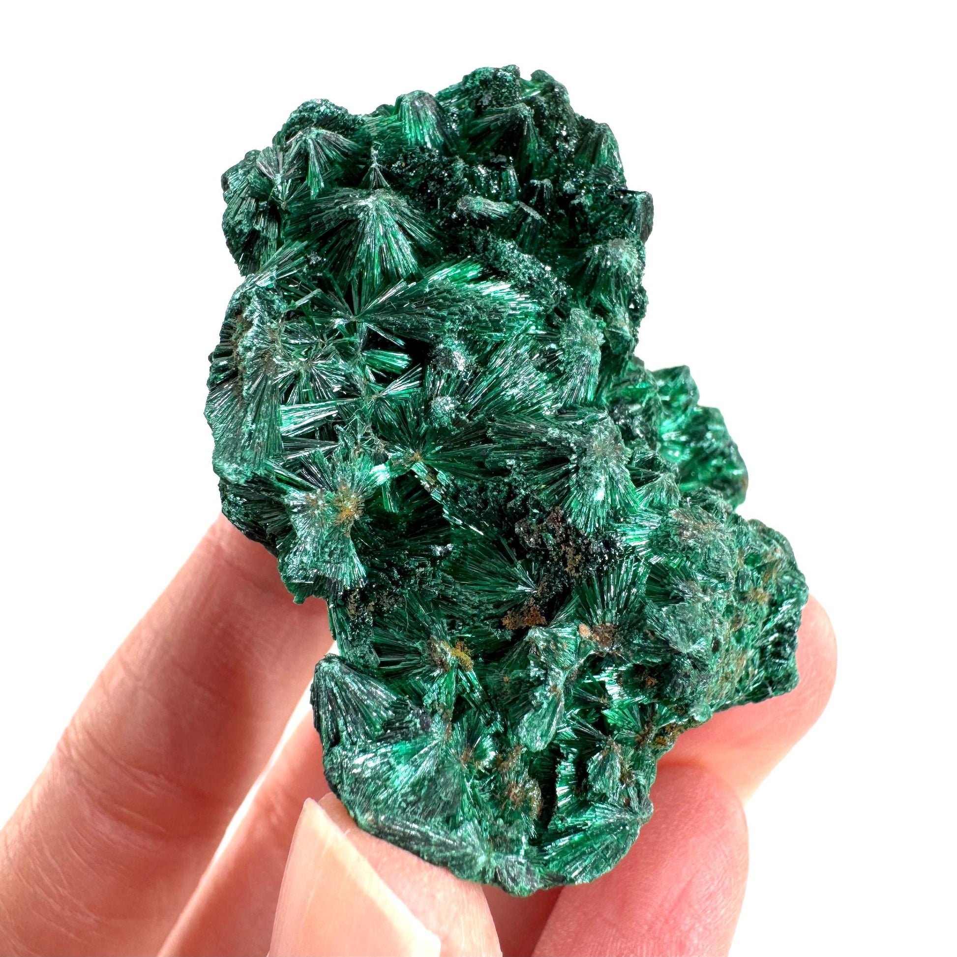 Fibrous Malachite | green velvet crystal, mineral specimen