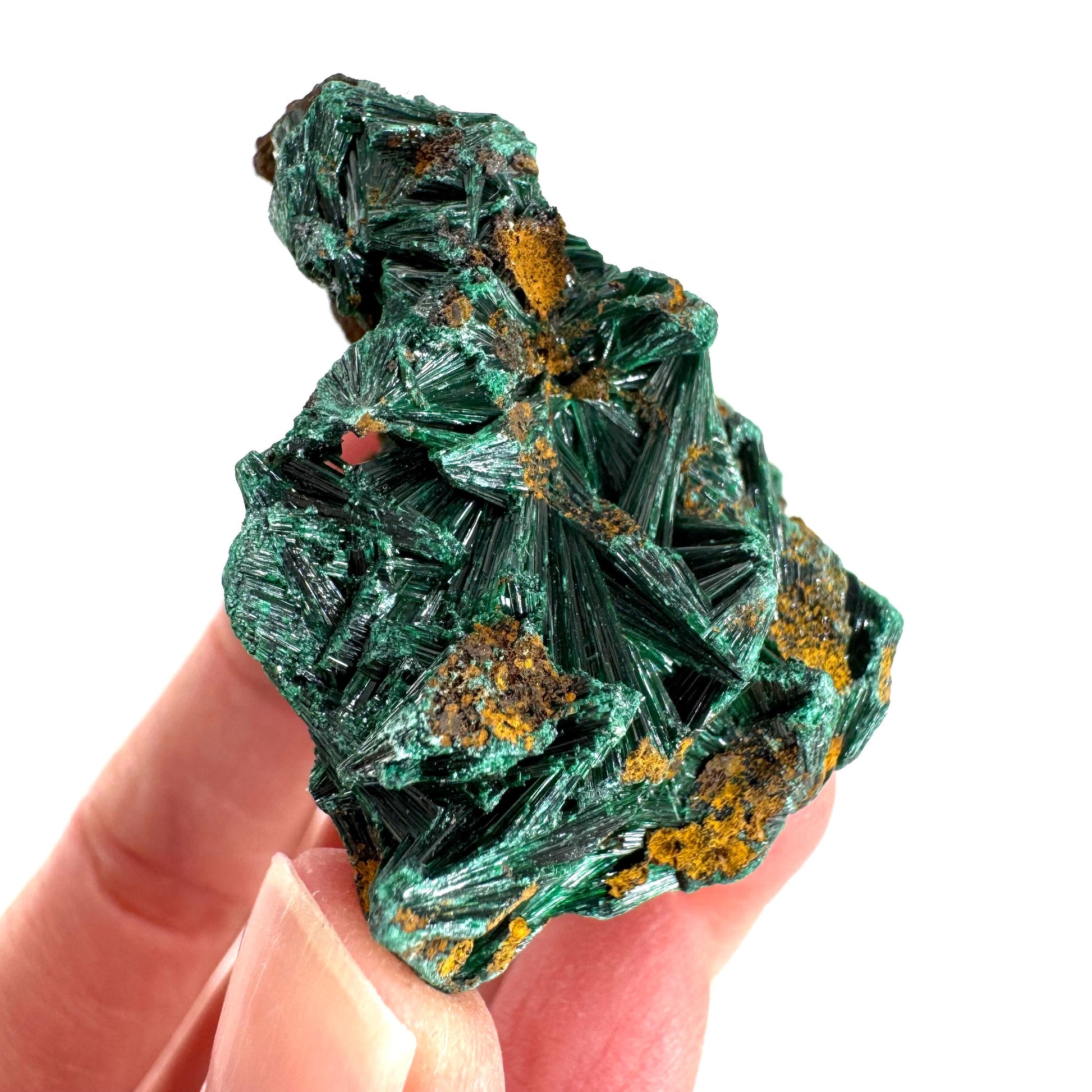 Fibrous Malachite | green velvet crystal, mineral specimen