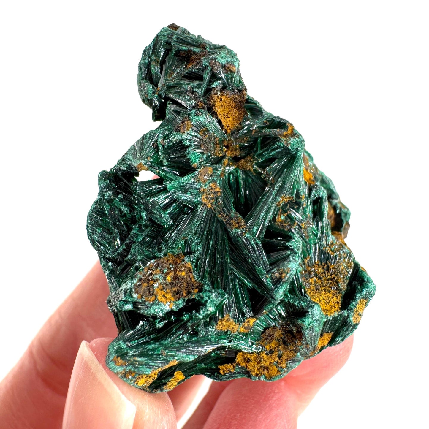 Fibrous Malachite | green velvet crystal, mineral specimen