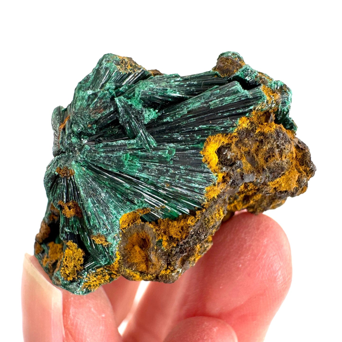 Fibrous Malachite | green velvet crystal, mineral specimen