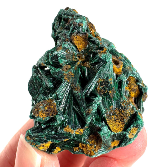 Fibrous Malachite | green velvet crystal, mineral specimen