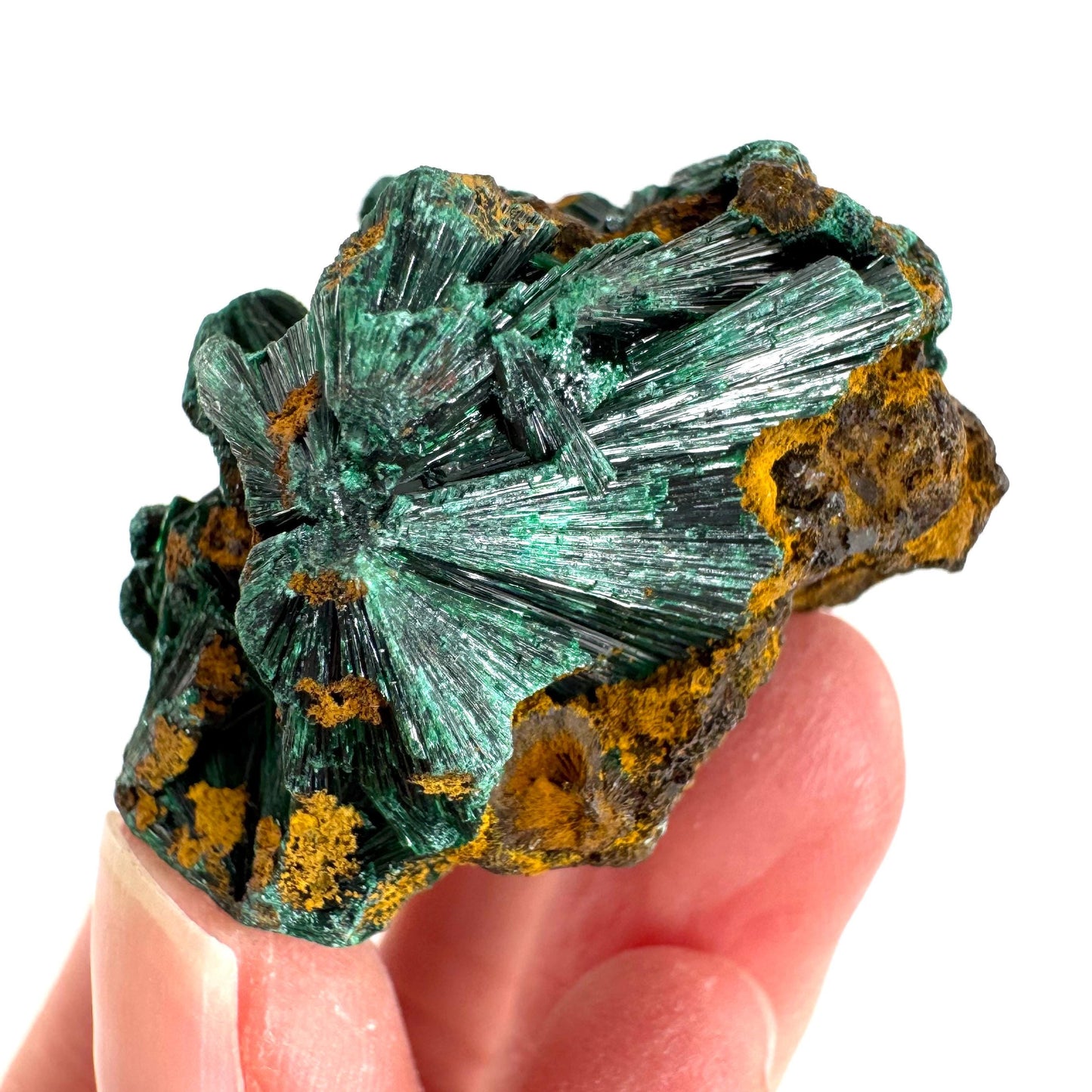 Fibrous Malachite | green velvet crystal, mineral specimen
