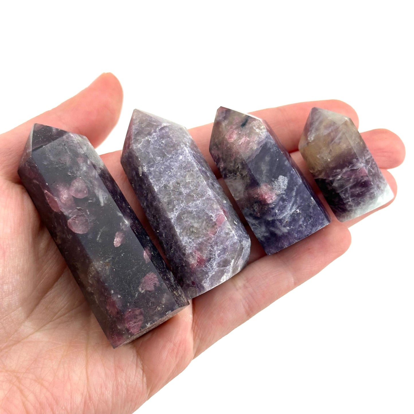 Unicorn Stone Point | polished purple lepidolite & pink tourmaline tower (Heart Chakra)