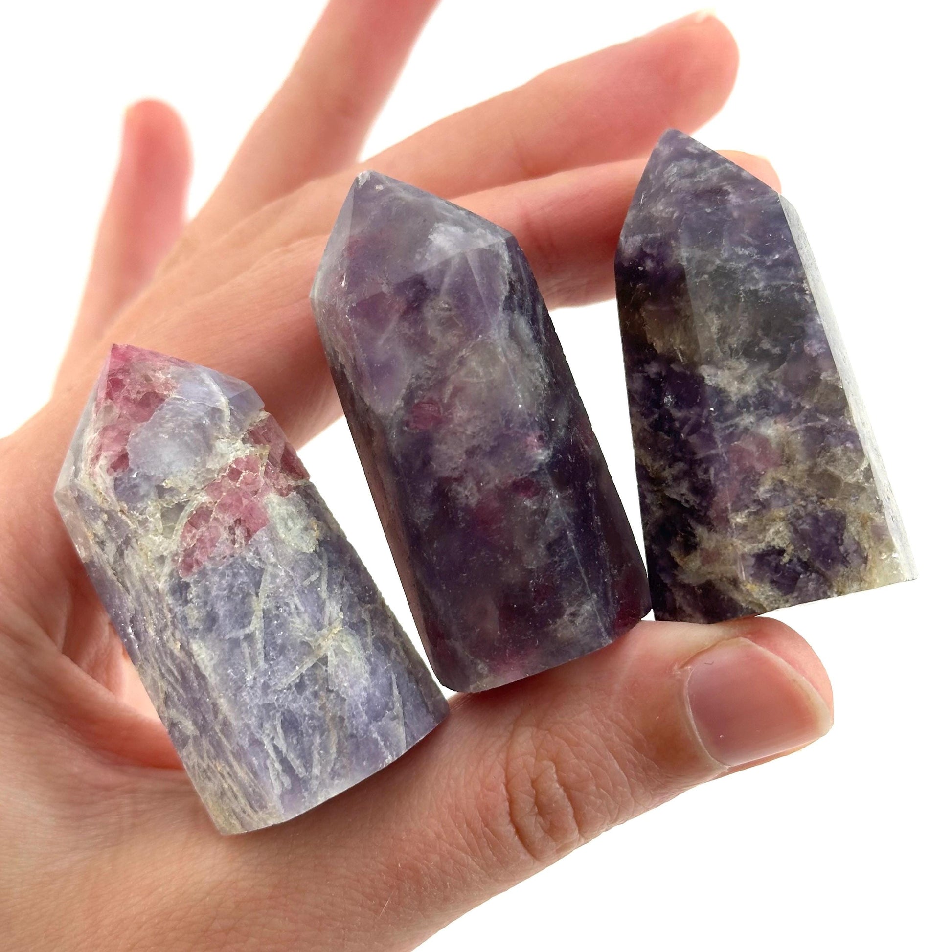 Unicorn Stone Point | polished purple lepidolite & pink tourmaline tower (Heart Chakra)