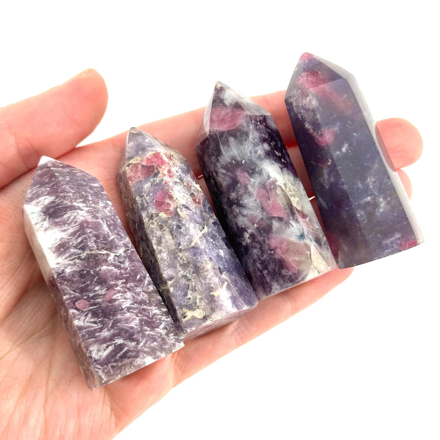 Unicorn Stone Point | polished purple lepidolite & pink tourmaline tower (Heart Chakra)