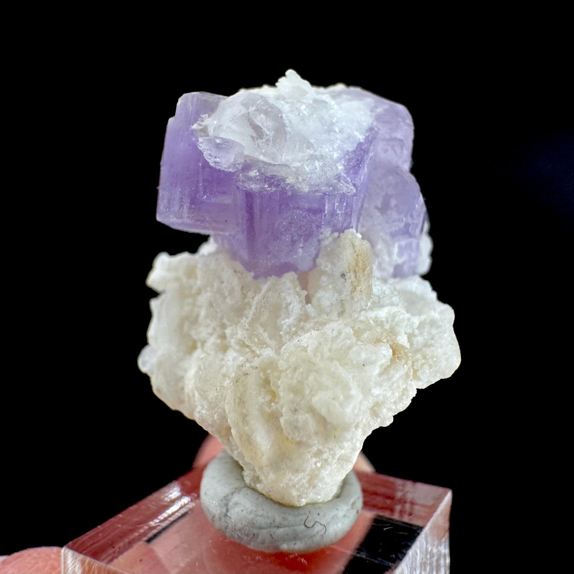 Purple Fluorapatite on Albite | natural crystal, rare mineral specimen from Afghanistan