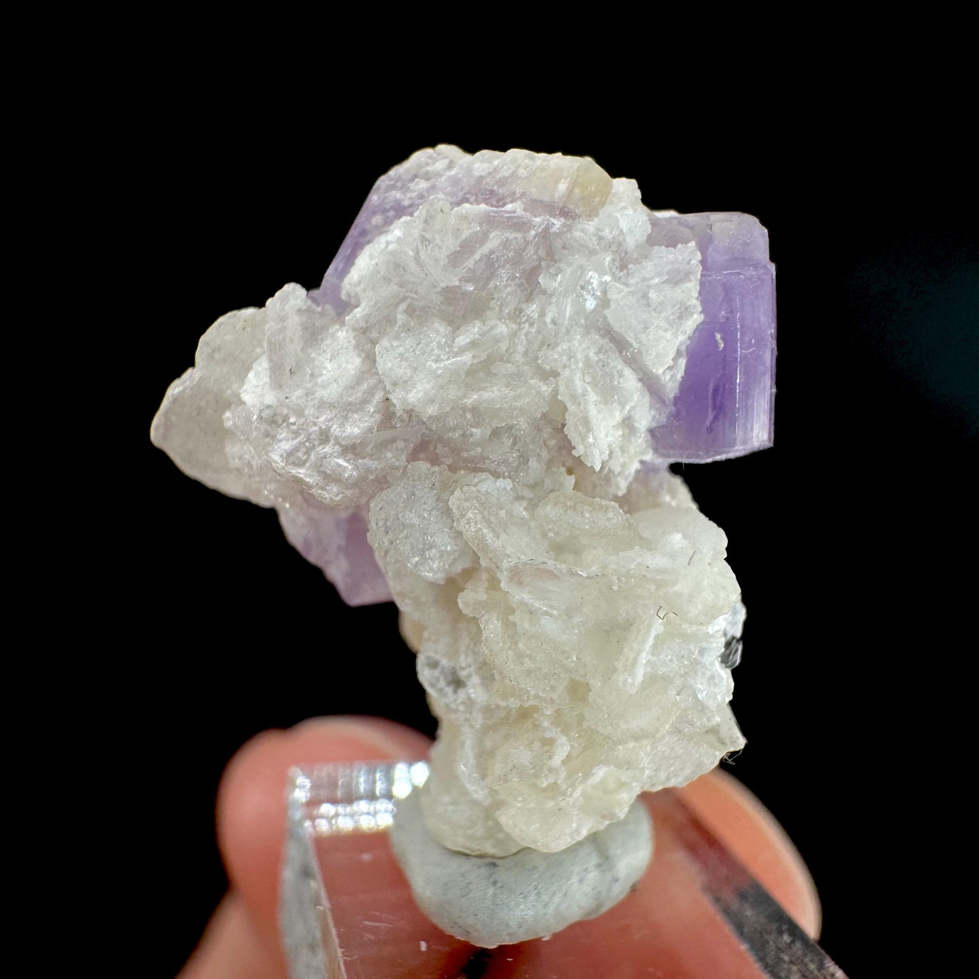Purple Fluorapatite on Albite | natural crystal, rare mineral specimen from Afghanistan
