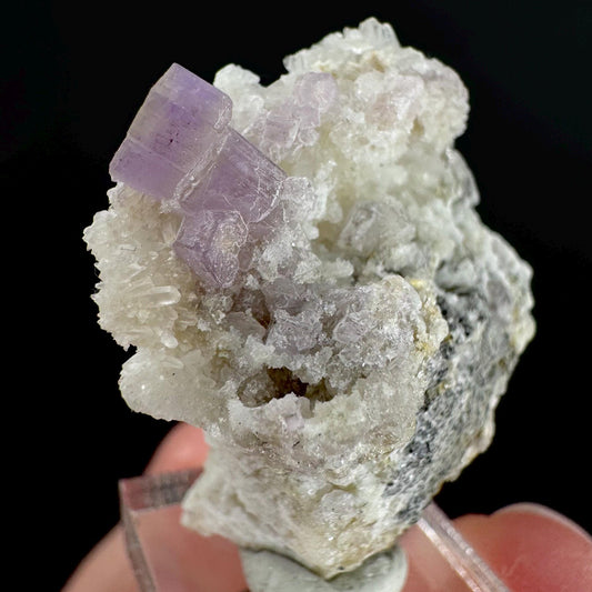 Purple Fluorapatite on Albite | natural crystal, rare mineral specimen from Afghanistan