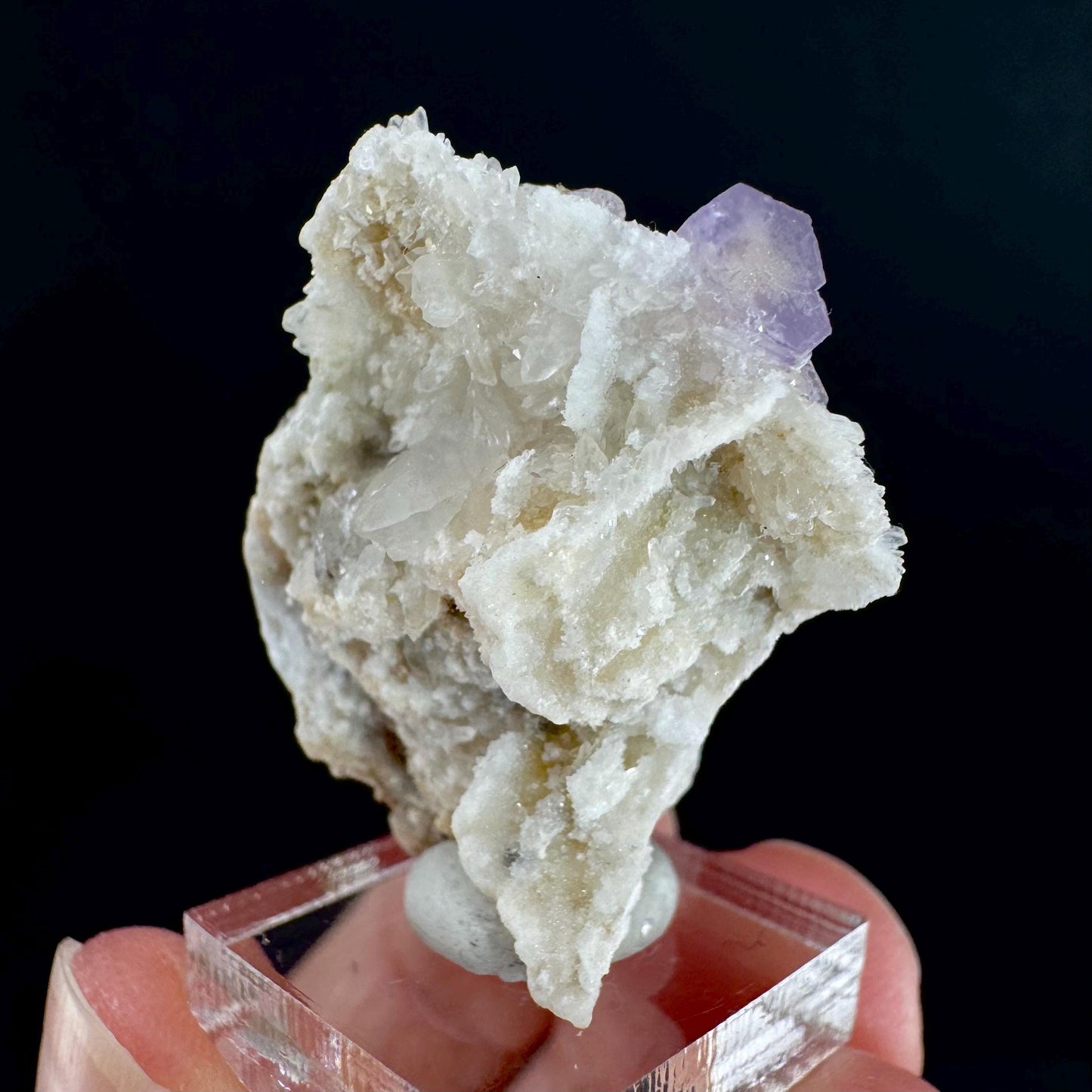 Purple Fluorapatite on Albite | natural crystal, rare mineral specimen from Afghanistan