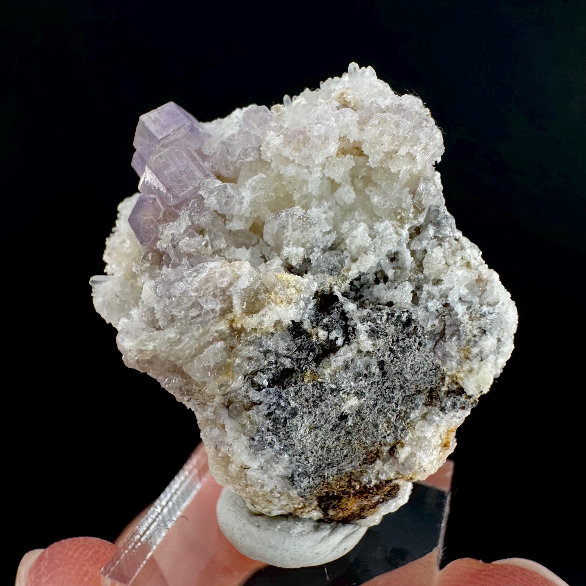 Purple Fluorapatite on Albite | natural crystal, rare mineral specimen from Afghanistan
