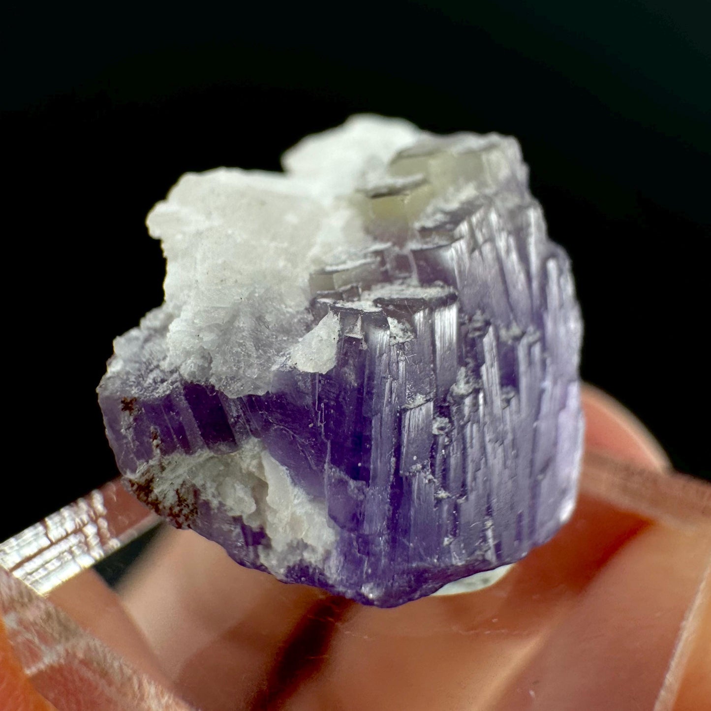 Purple Fluorapatite on Albite | natural crystal, rare mineral specimen from Afghanistan