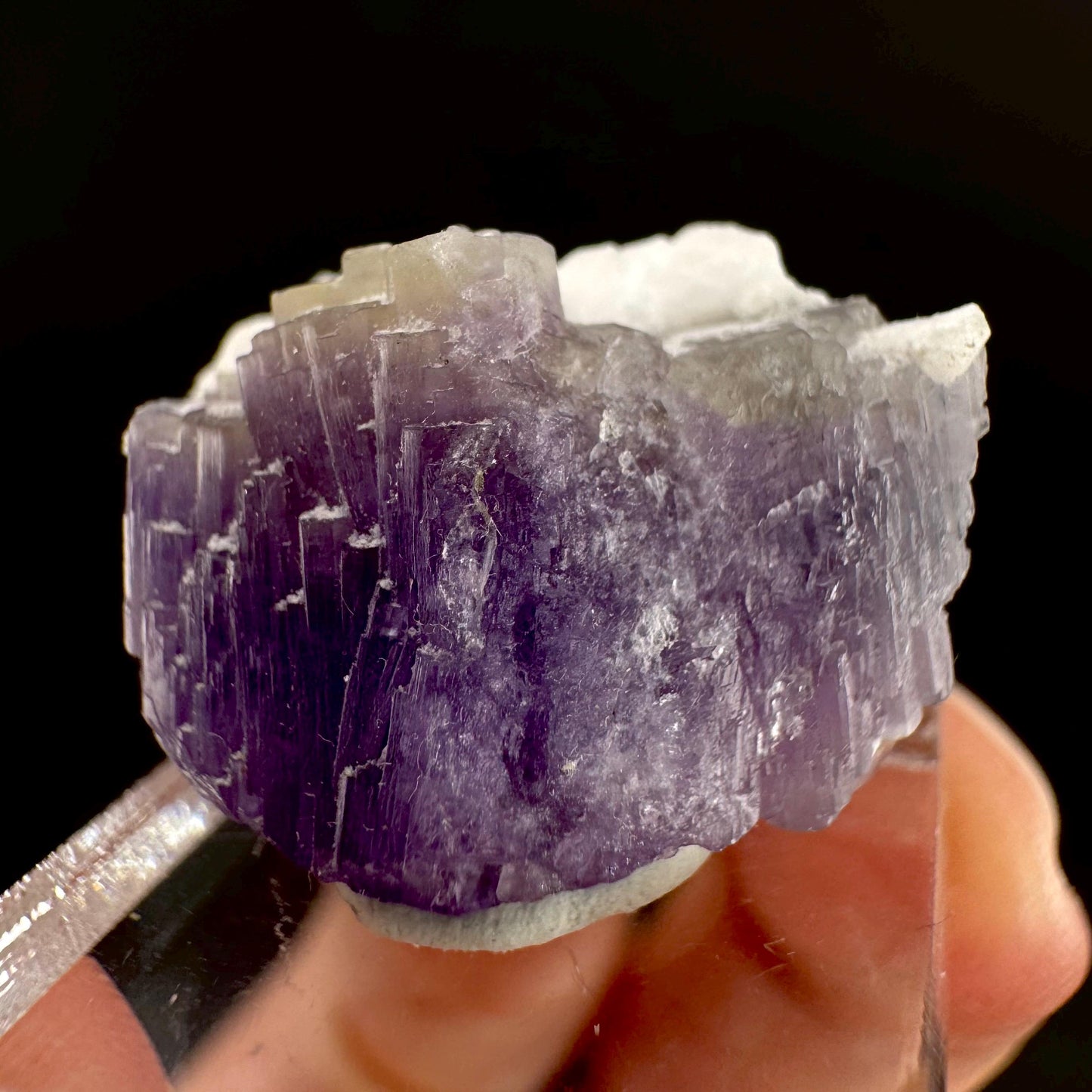 Purple Fluorapatite on Albite | natural crystal, rare mineral specimen from Afghanistan