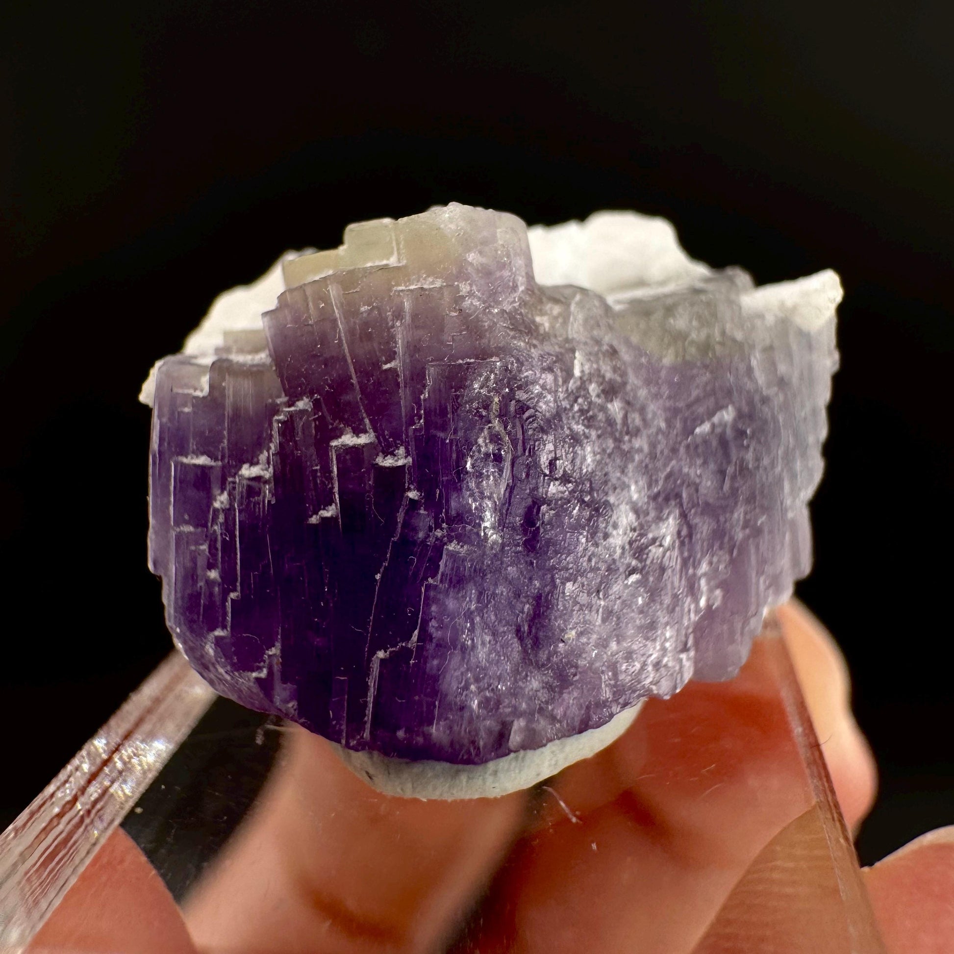 Purple Fluorapatite on Albite | natural crystal, rare mineral specimen from Afghanistan