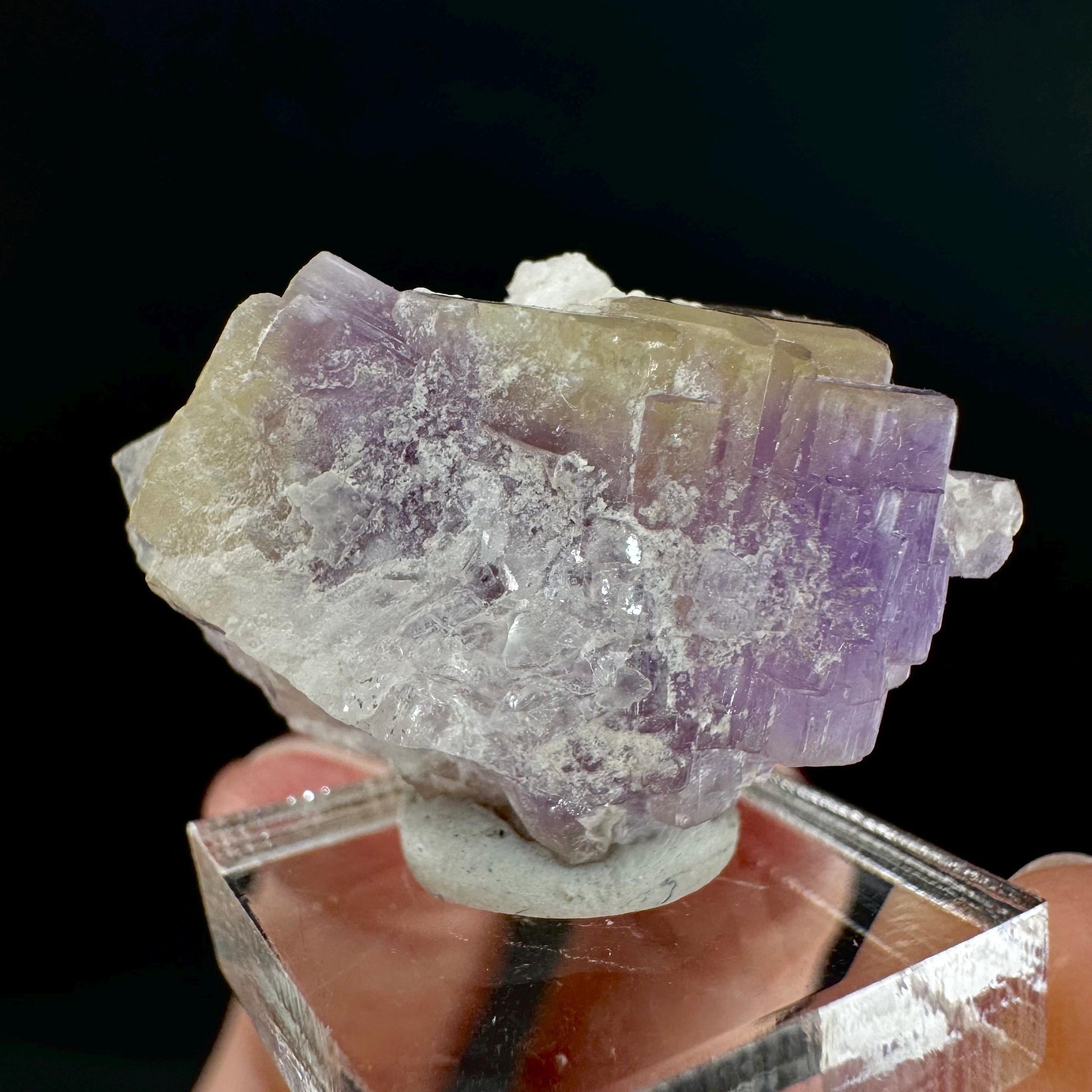 Purple Fluorapatite on Albite | natural crystal, rare mineral specimen from Afghanistan