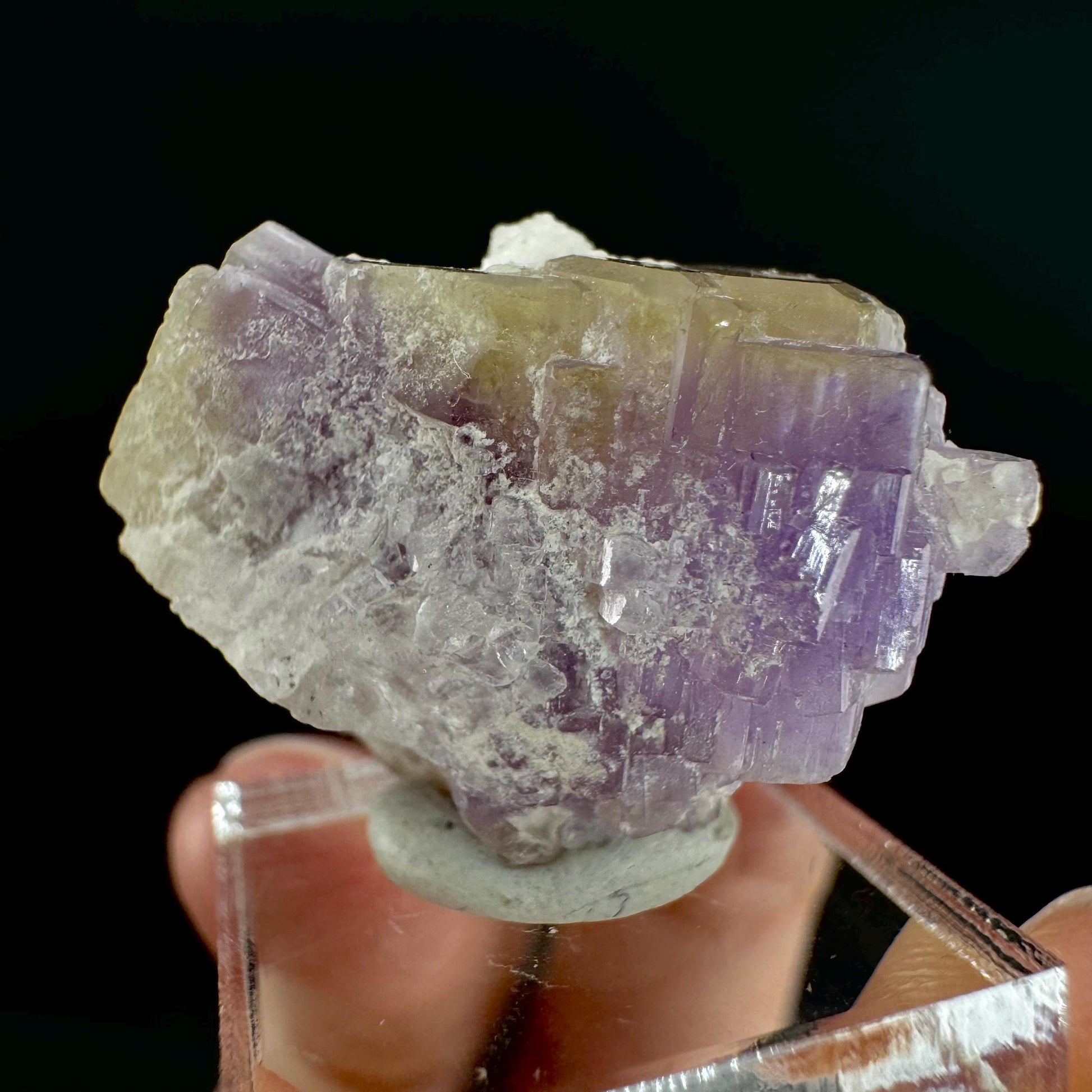 Purple Fluorapatite on Albite | natural crystal, rare mineral specimen from Afghanistan