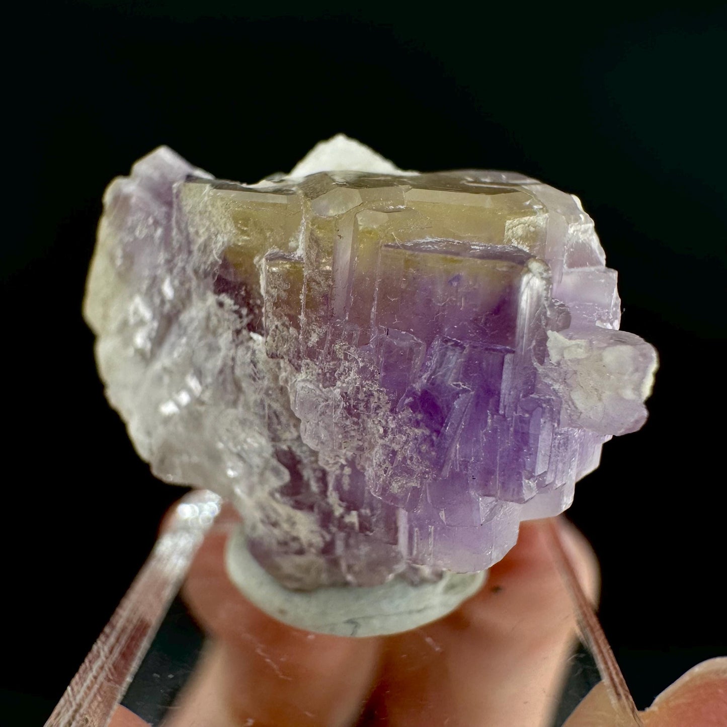 Purple Fluorapatite on Albite | natural crystal, rare mineral specimen from Afghanistan
