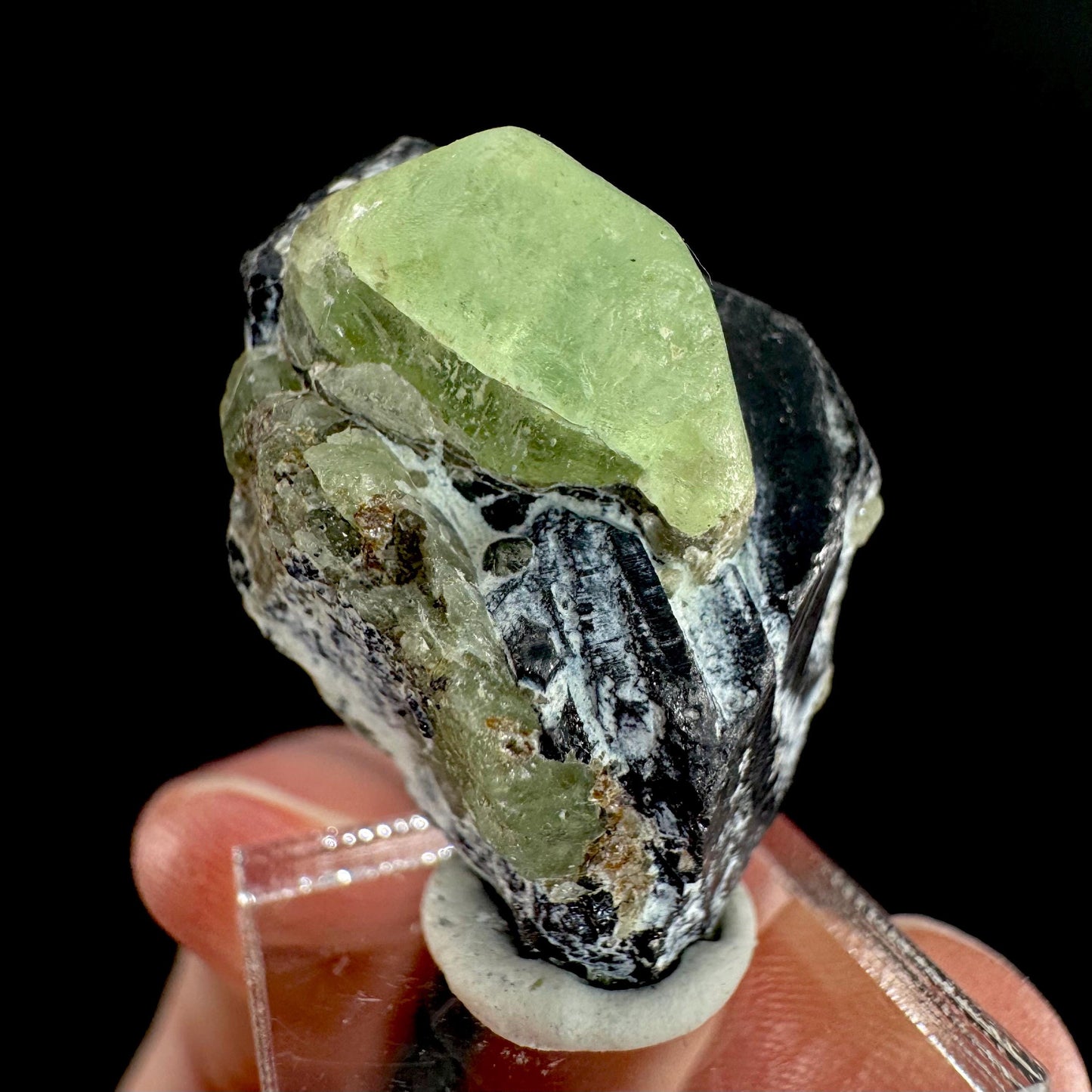 Peridot w/ magnetite | natural terminated crystal, mineral specimen from Pakistan