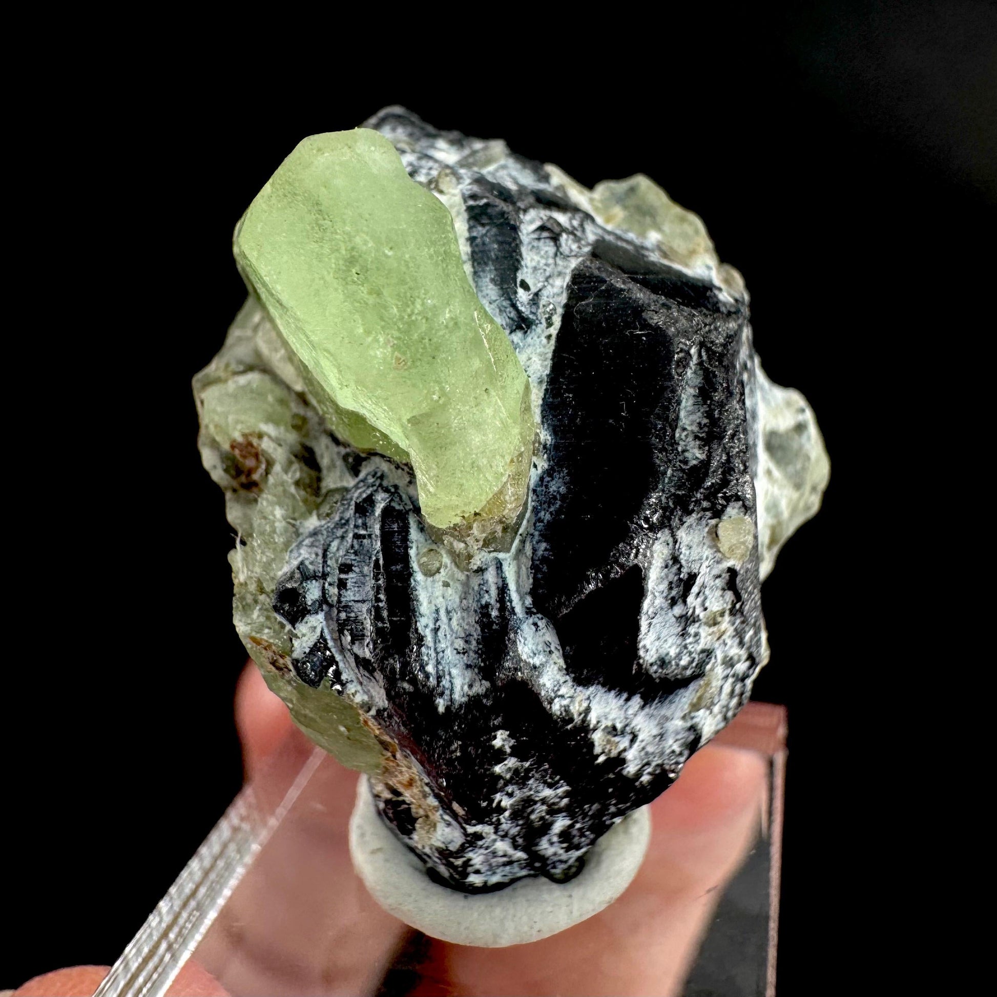 Peridot w/ magnetite | natural terminated crystal, mineral specimen from Pakistan